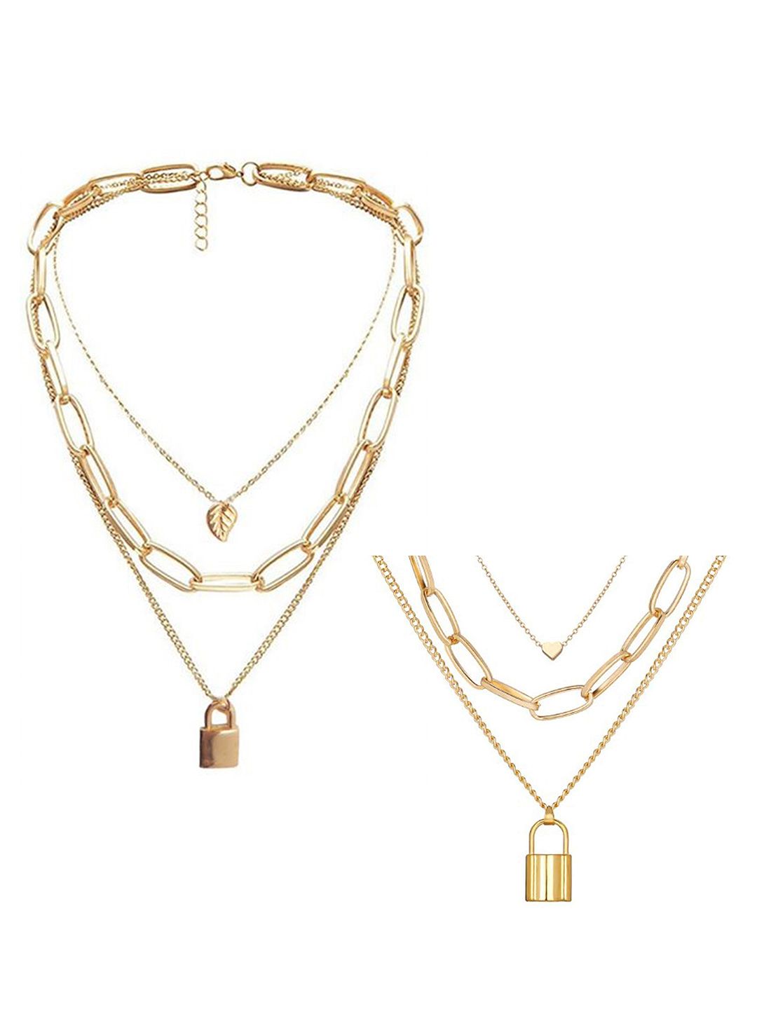 Vembley Set Of 2 Gold-Plated Layered Necklaces Price in India