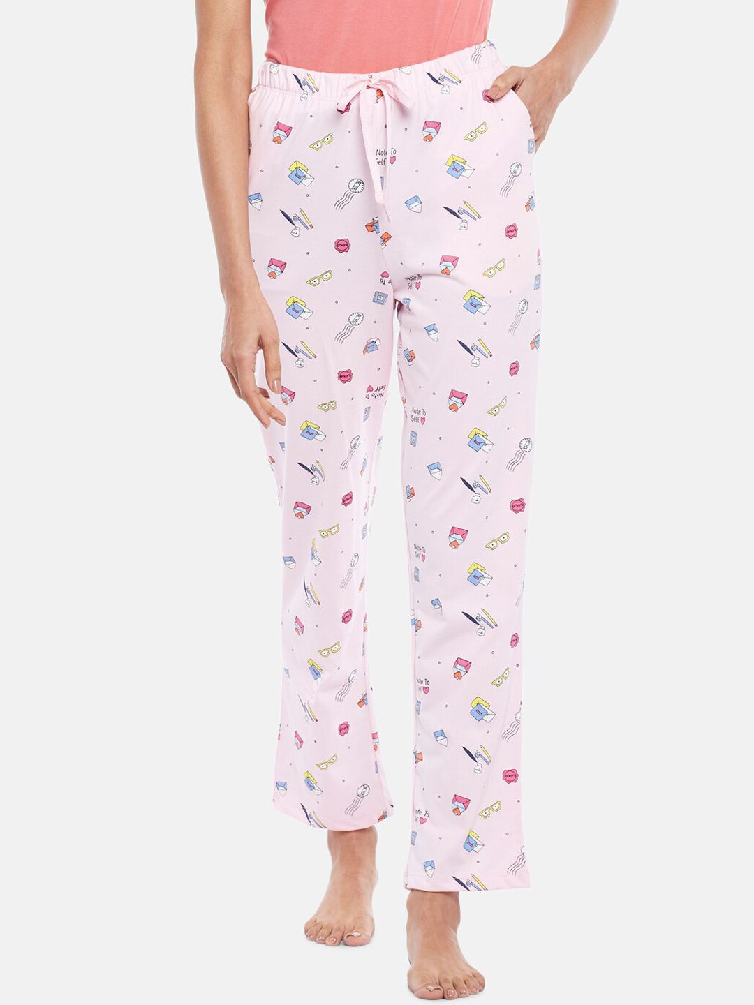 Dreamz by Pantaloons Women Pink & Blue Printed Lounge Pants Price in India