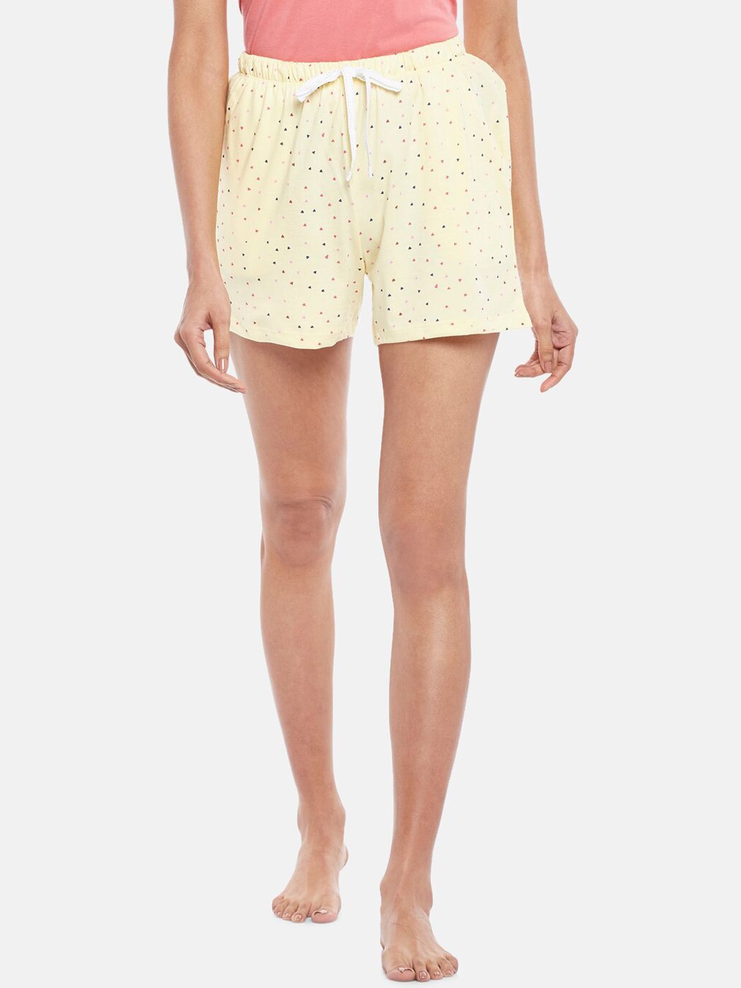 Dreamz by Pantaloons Women Yellow Printed Cotton Lounge Shorts Price in India