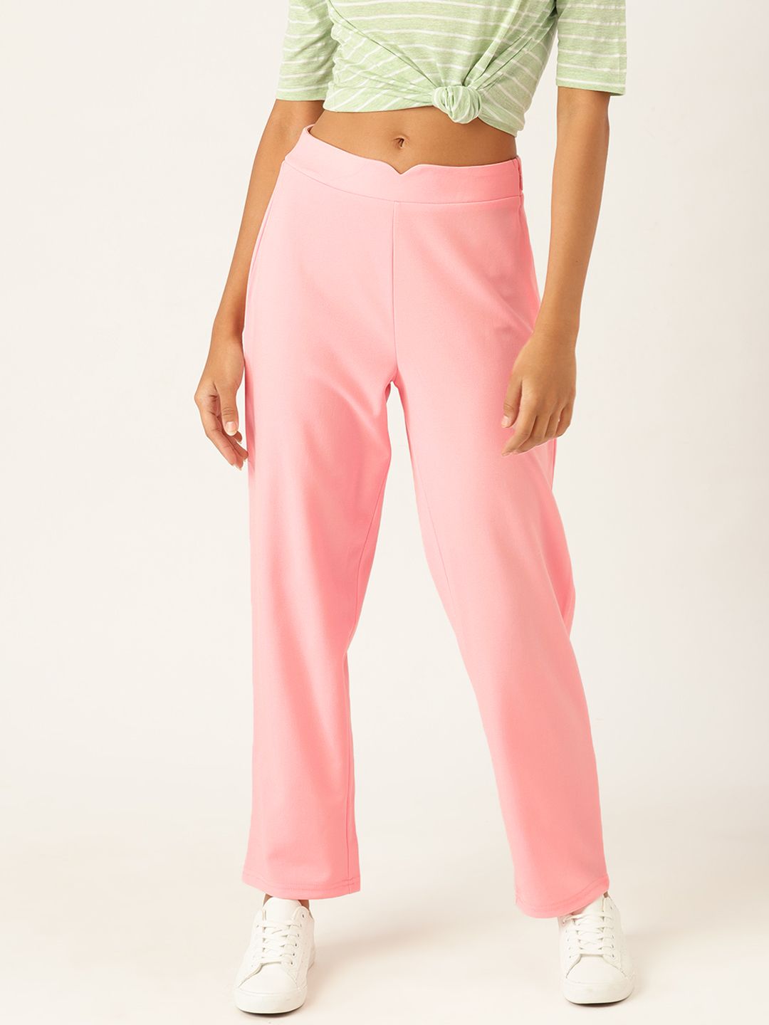 DressBerry Women Pink Solid Trousers Price in India