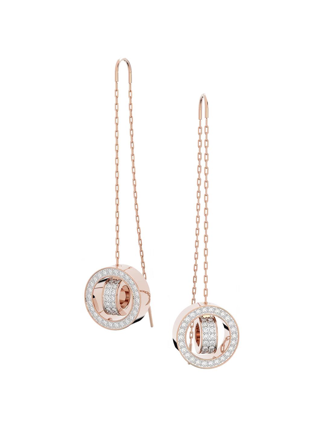 SWAROVSKI White & Rose Gold Contemporary Drop Earrings Price in India