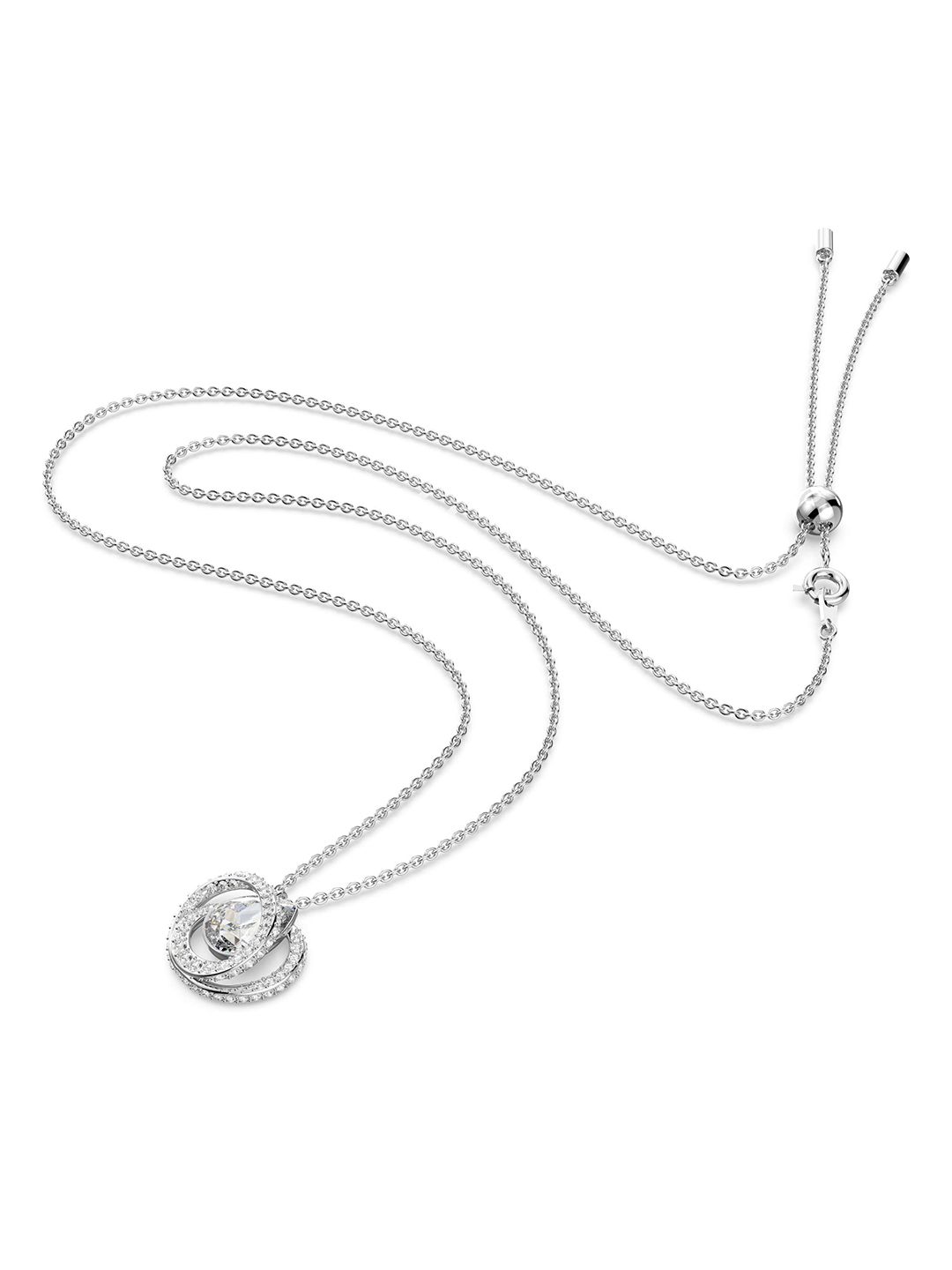 SWAROVSKI Silver-Toned Crystal Studded Rhodium-Plated Handcrafted Necklace Price in India