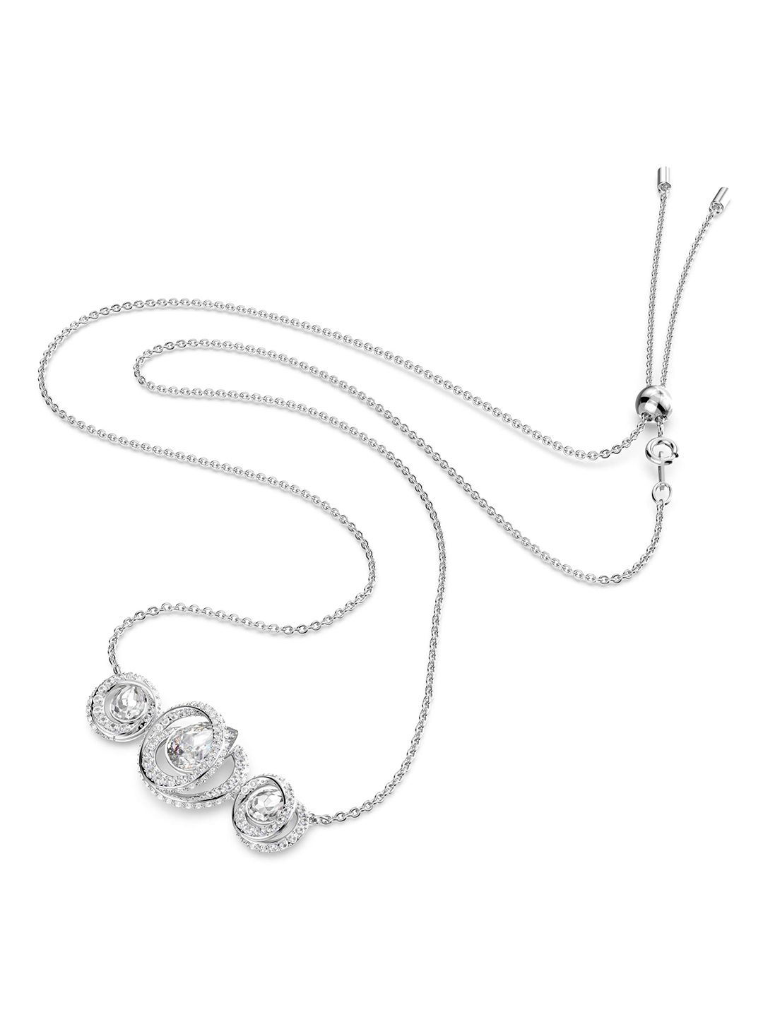 SWAROVSKI Silver-Toned & White Rhodium-Plated Necklace Price in India