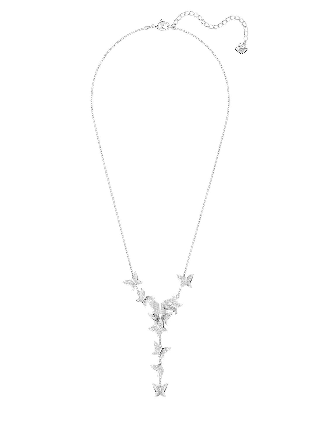 SWAROVSKI Silver-Toned & White Rhodium-Plated Necklace Price in India