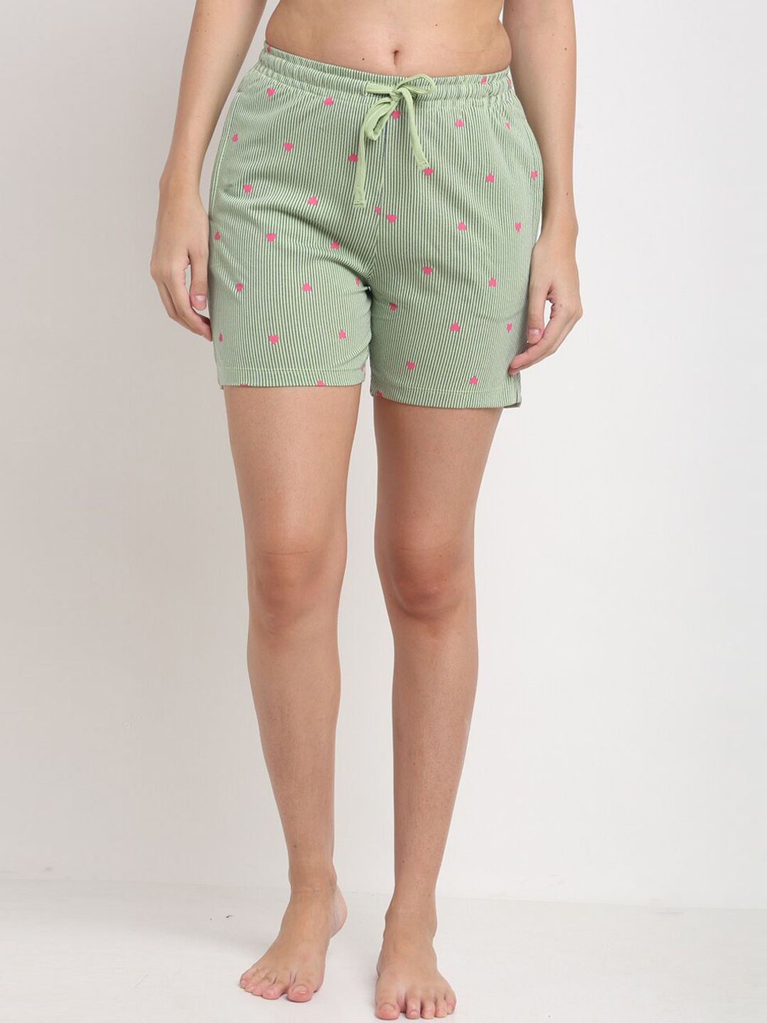 ANTI CULTURE Women Green & Pink Printed Lounge Shorts Price in India