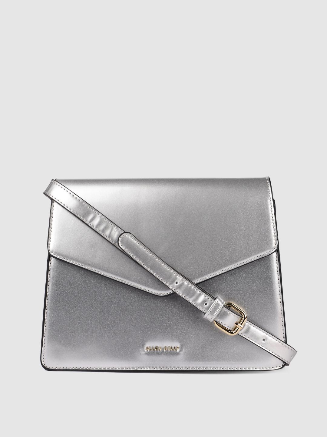 Allen Solly Silver-Toned PU Structured Shoulder Bag Price in India