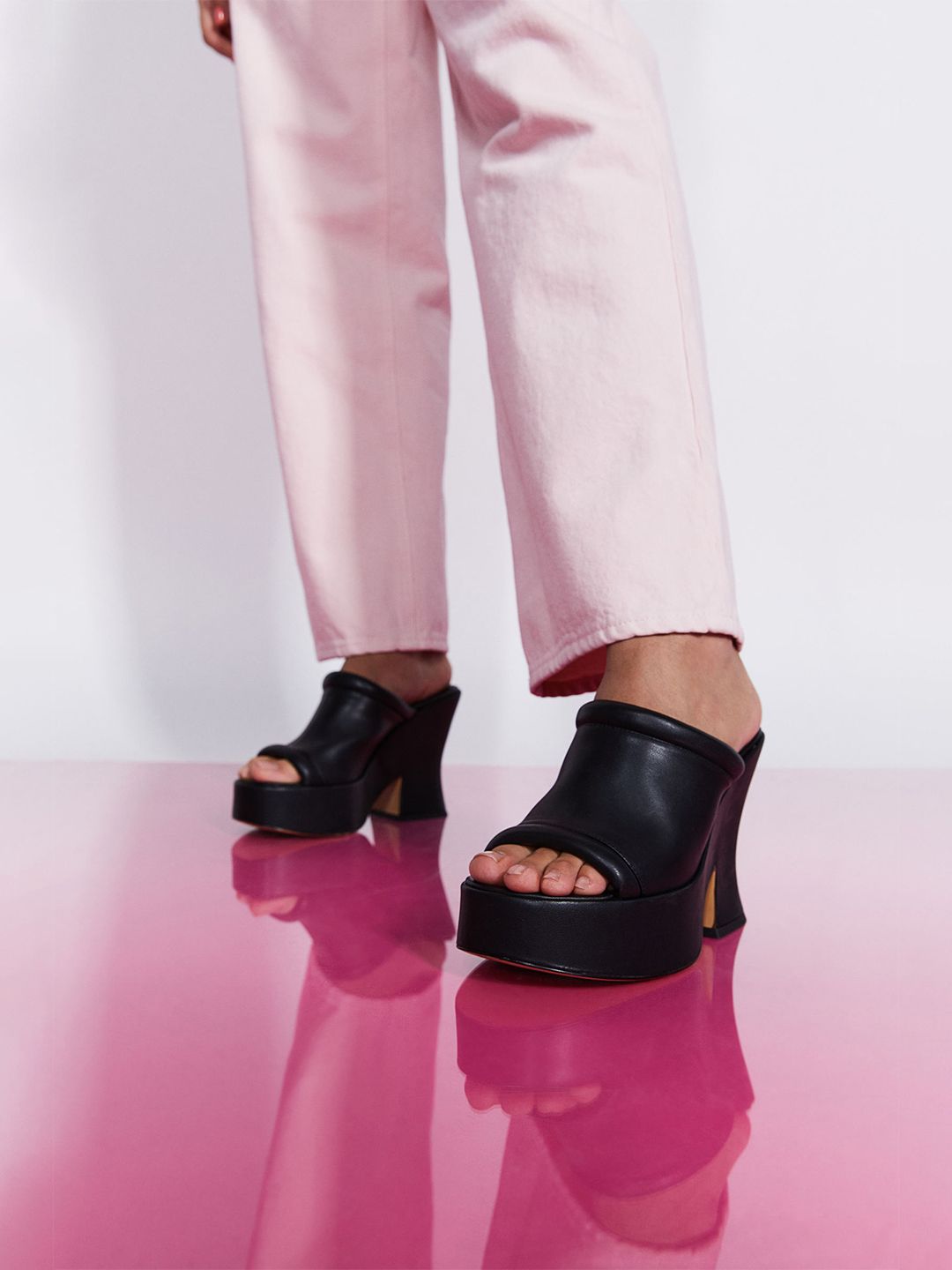 H&M Black Platform Mules Price in India