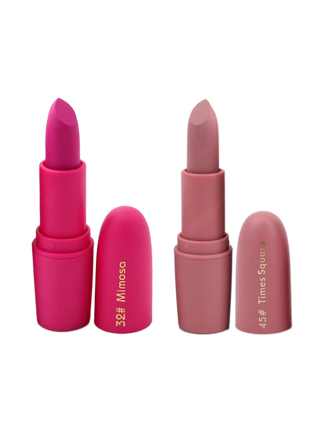 MISS ROSE Set of 2 Matte Creamy Bullet Lipsticks - 32 Mimosa & 45 Times Square Price in India