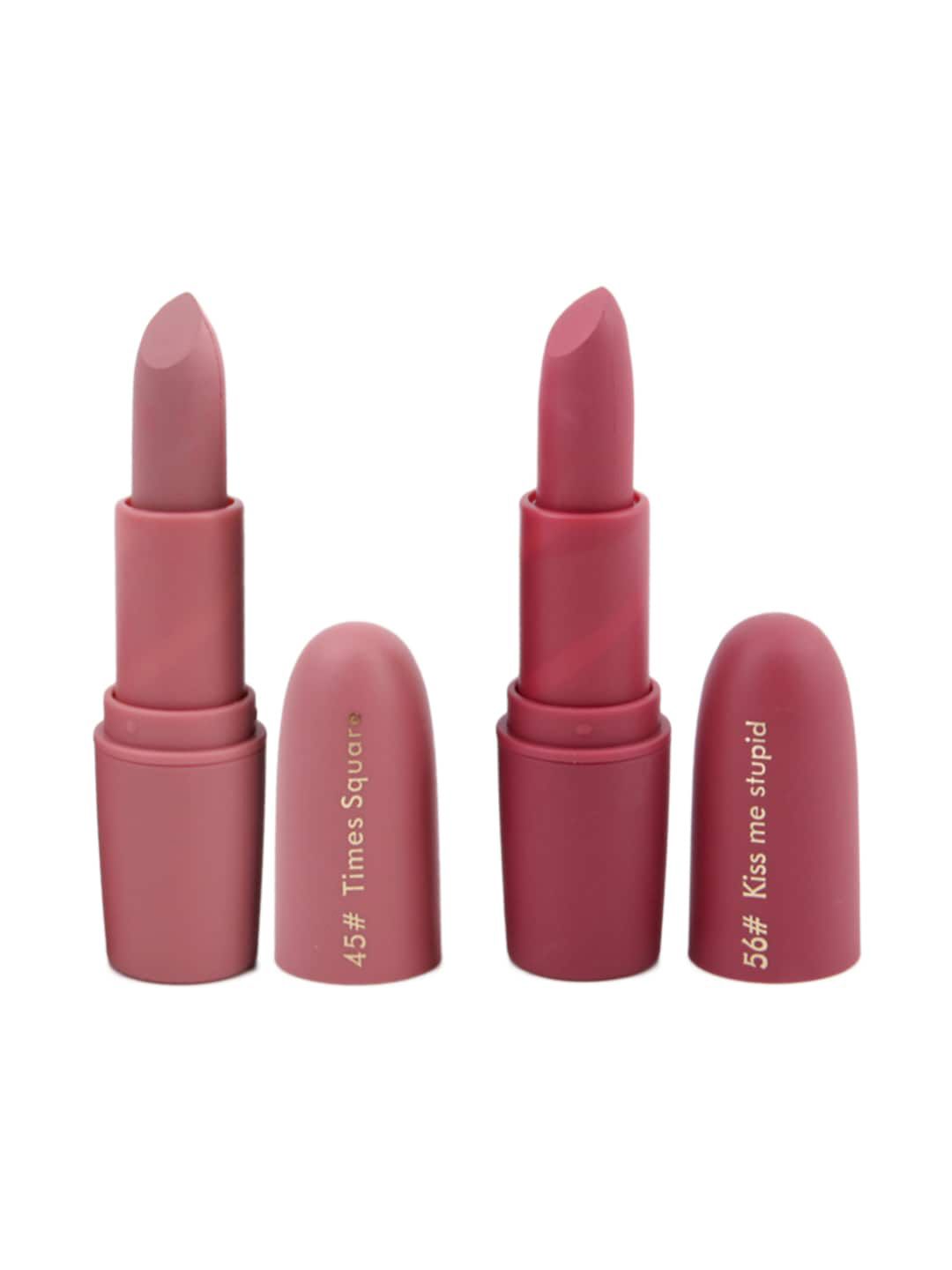 MISS ROSE Set of 2 Matte Creamy Bullet Lipsticks - 45 Times Square & 56 Kiss Me Stupid Price in India