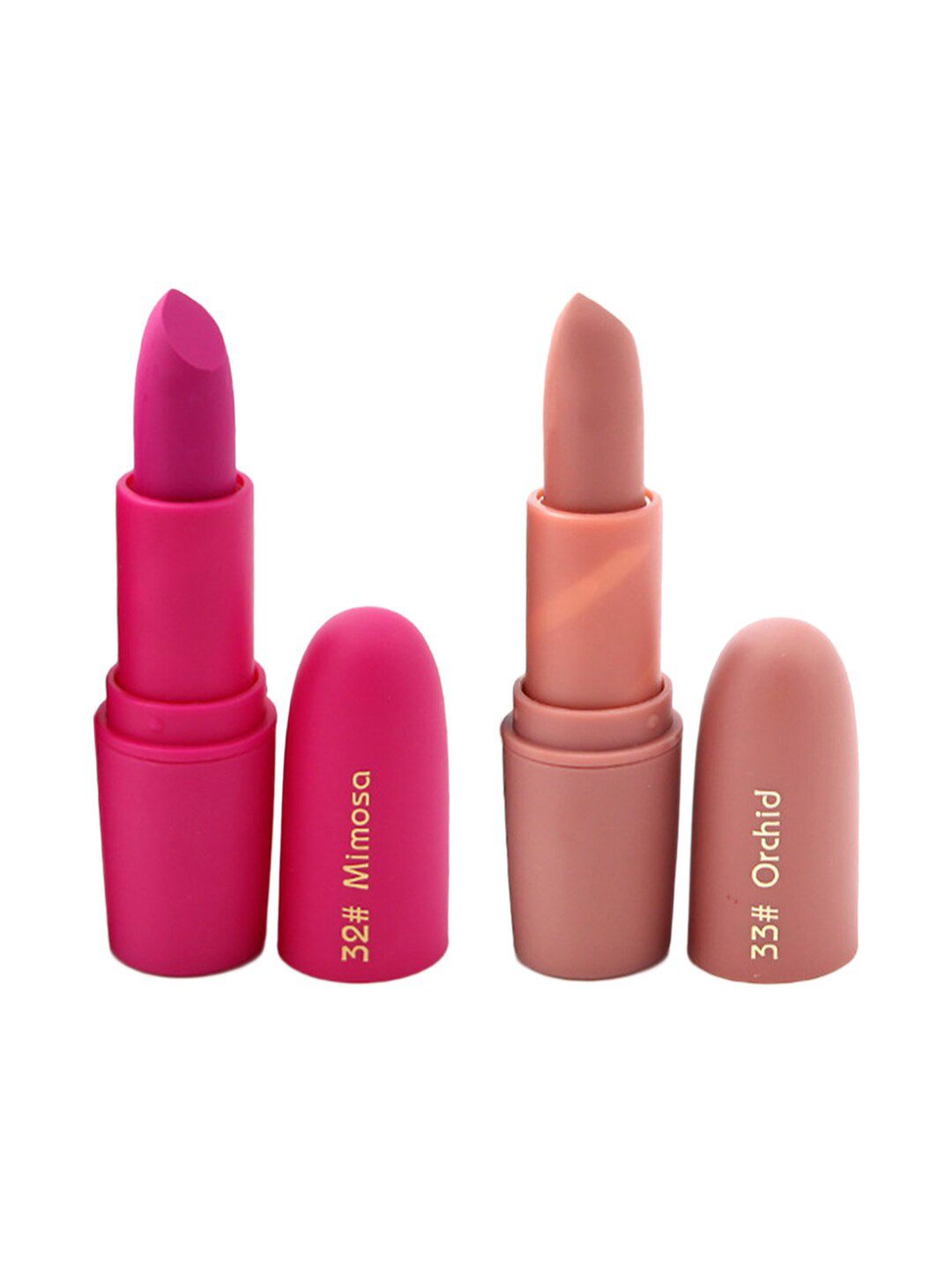 MISS ROSE Set of 2 Matte Creamy Bullet Lipsticks - 32 Mimosa & 33 Orchid Price in India