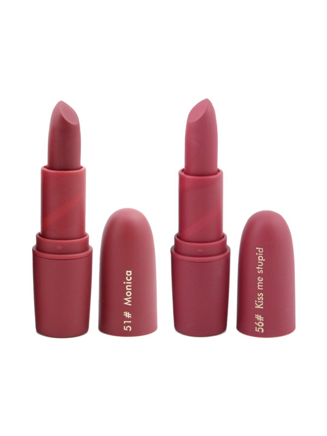 MISS ROSE Set of 2 Matte Creamy Bullet Lipsticks - 51 Monica & 56 Kiss Me Stupid Price in India