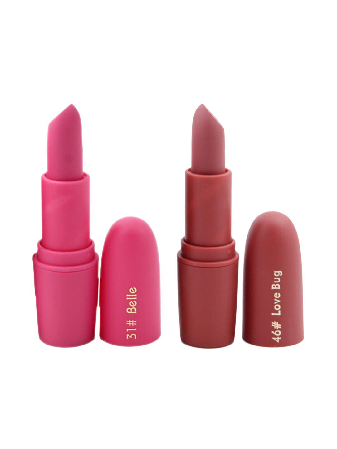 MISS ROSE Set of 2 Matte Creamy Bullet Lipsticks - 46 Love Bug & 31 Belle Price in India