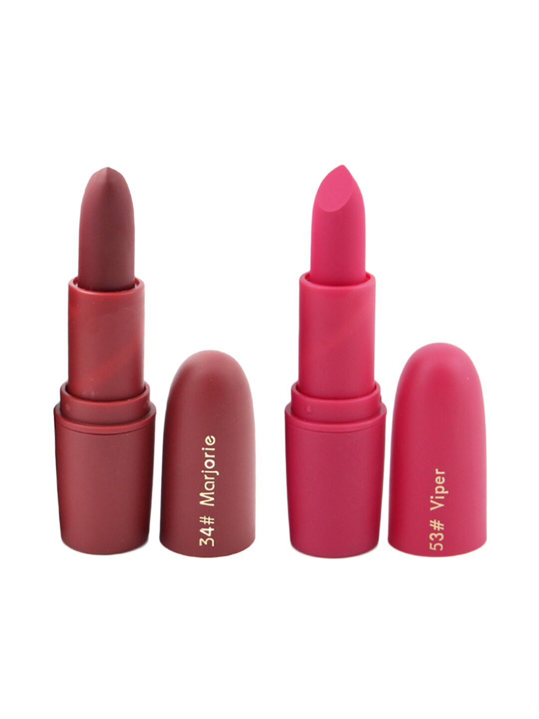 MISS ROSE Set of 2 Matte Creamy Bullet Lipsticks - 34 Marjorie & 53 Viper Price in India