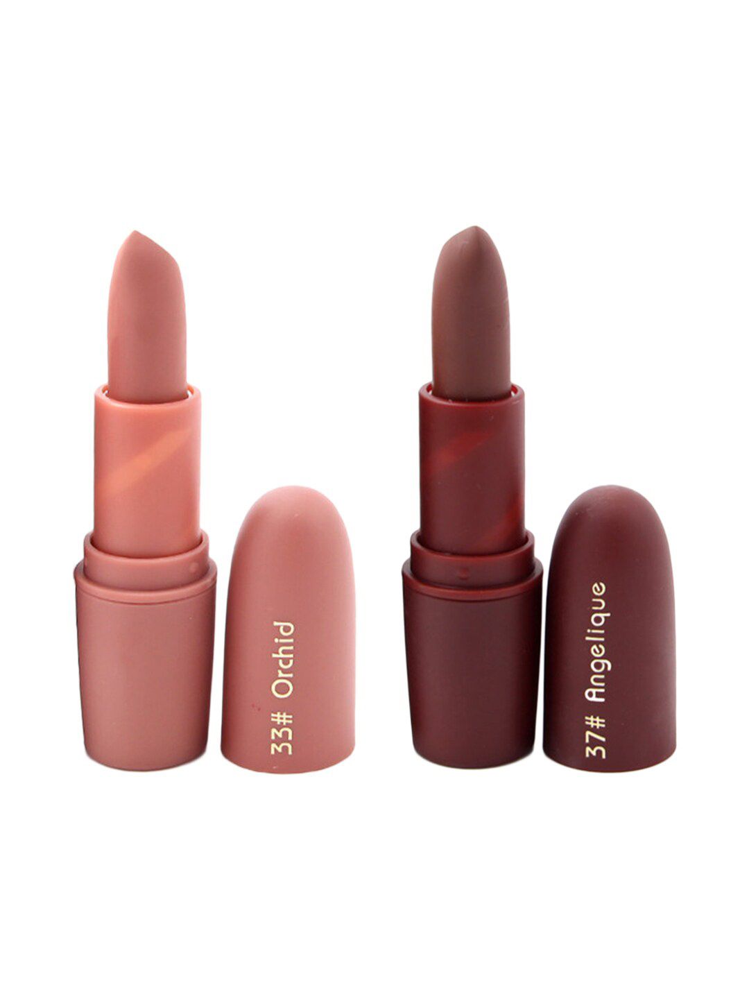 MISS ROSE Set of 2 Matte Creamy Lipsticks - Orchid 33 & Angelique 37 Price in India