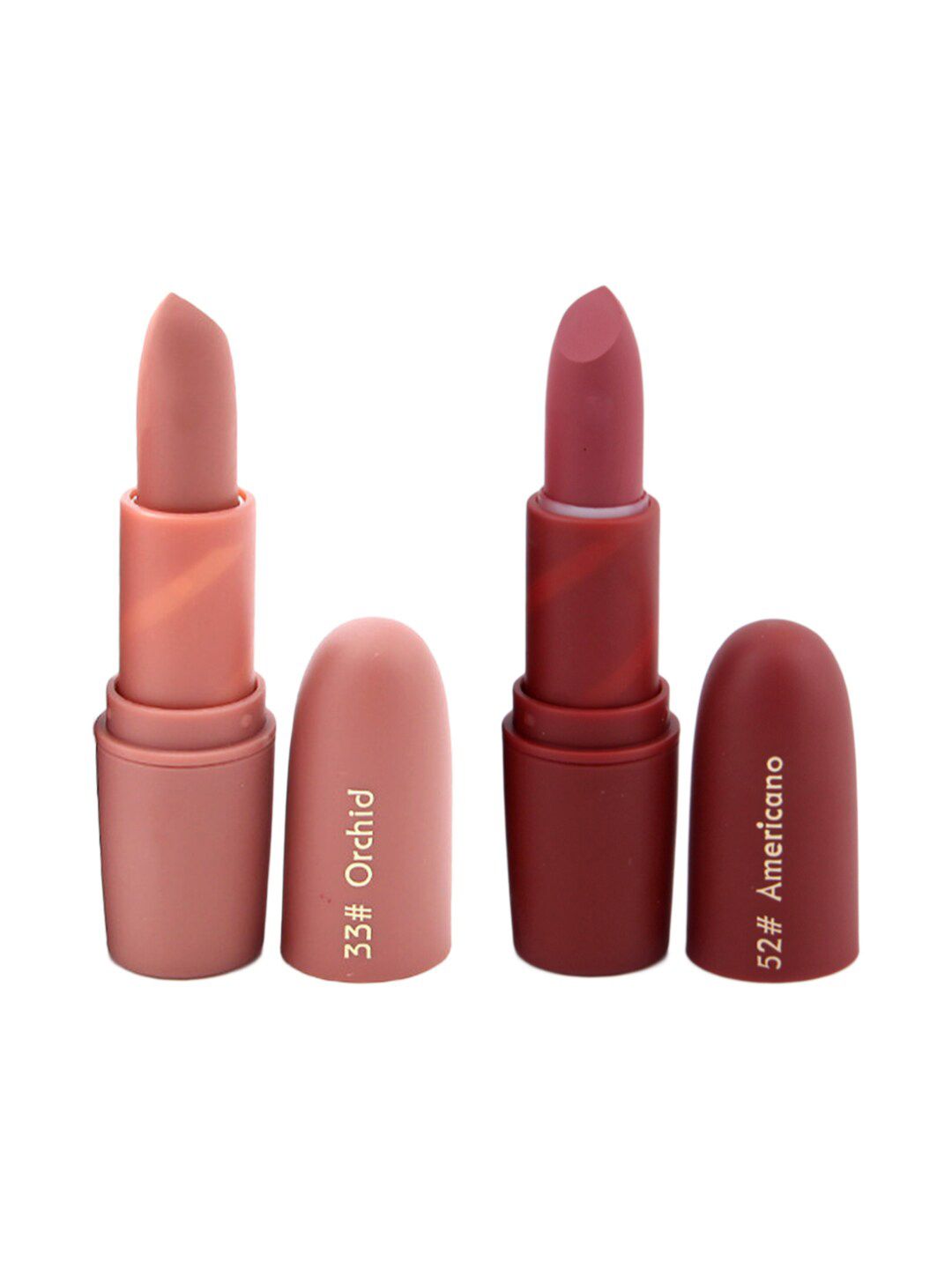 MISS ROSE Set of 2 Matte Creamy Lipsticks - Orchid 33 & Americano 52 Price in India