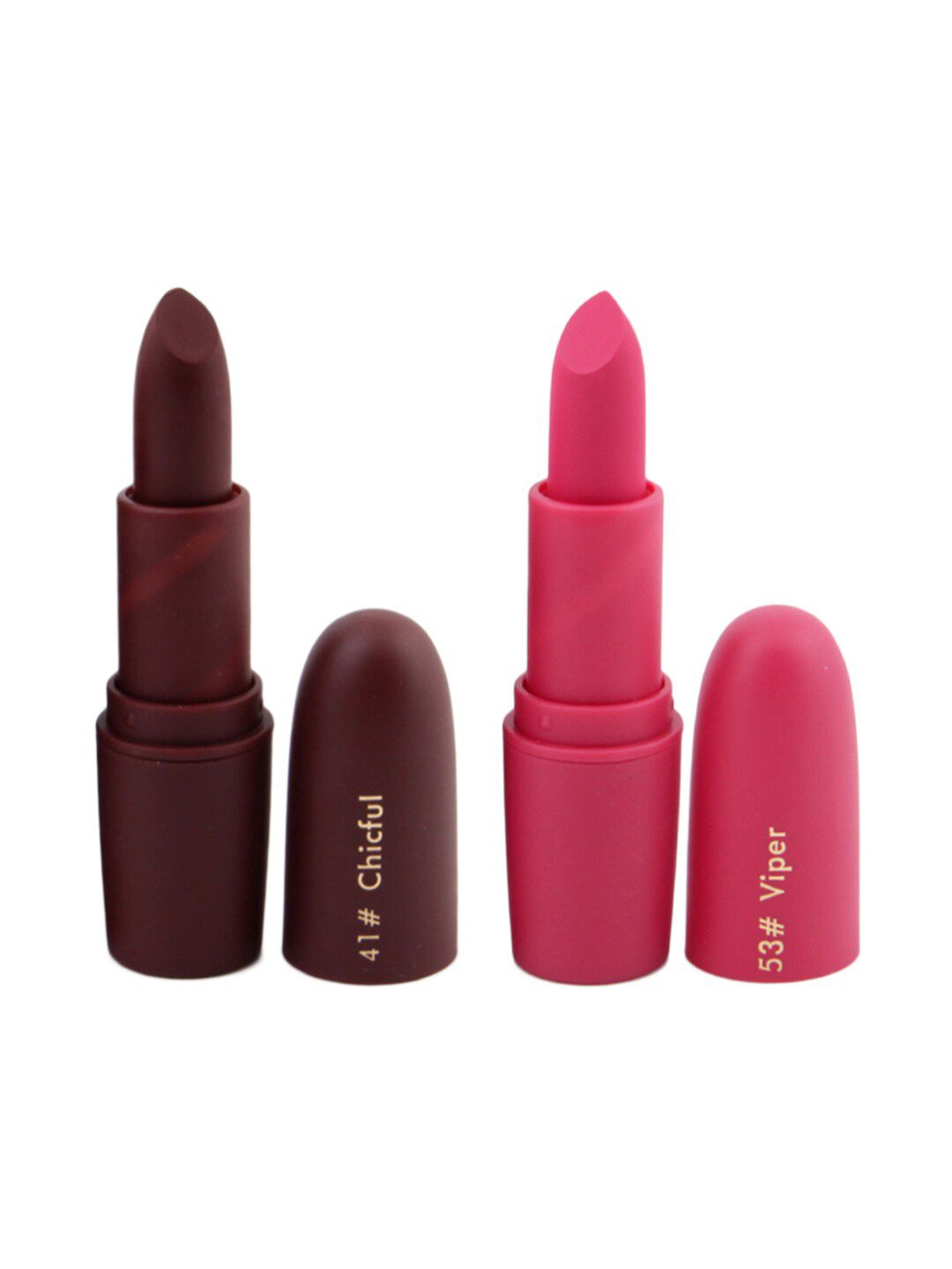 MISS ROSE Set of 2 Matte Creamy Lipsticks - Chicful 41 & Viper 53 Price in India