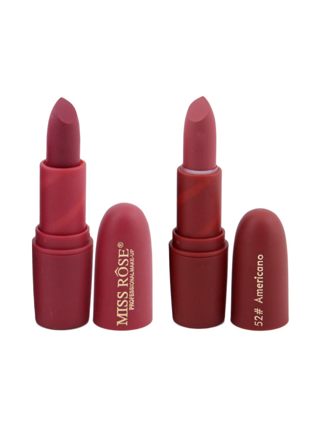 MISS ROSE Set of 2 Matte Creamy Lipsticks - Chii 49 & Americano 52 Price in India