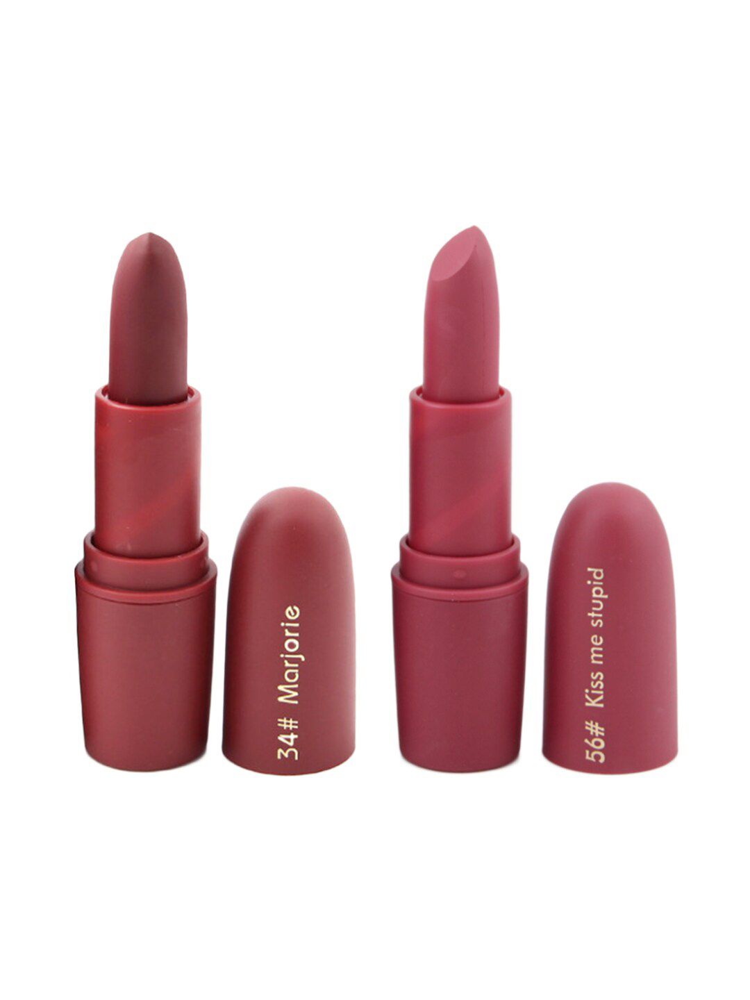 MISS ROSE Set of 2 Matte Creamy Lipsticks - Marjorie 34 & Kiss Me Stupid 56 Price in India