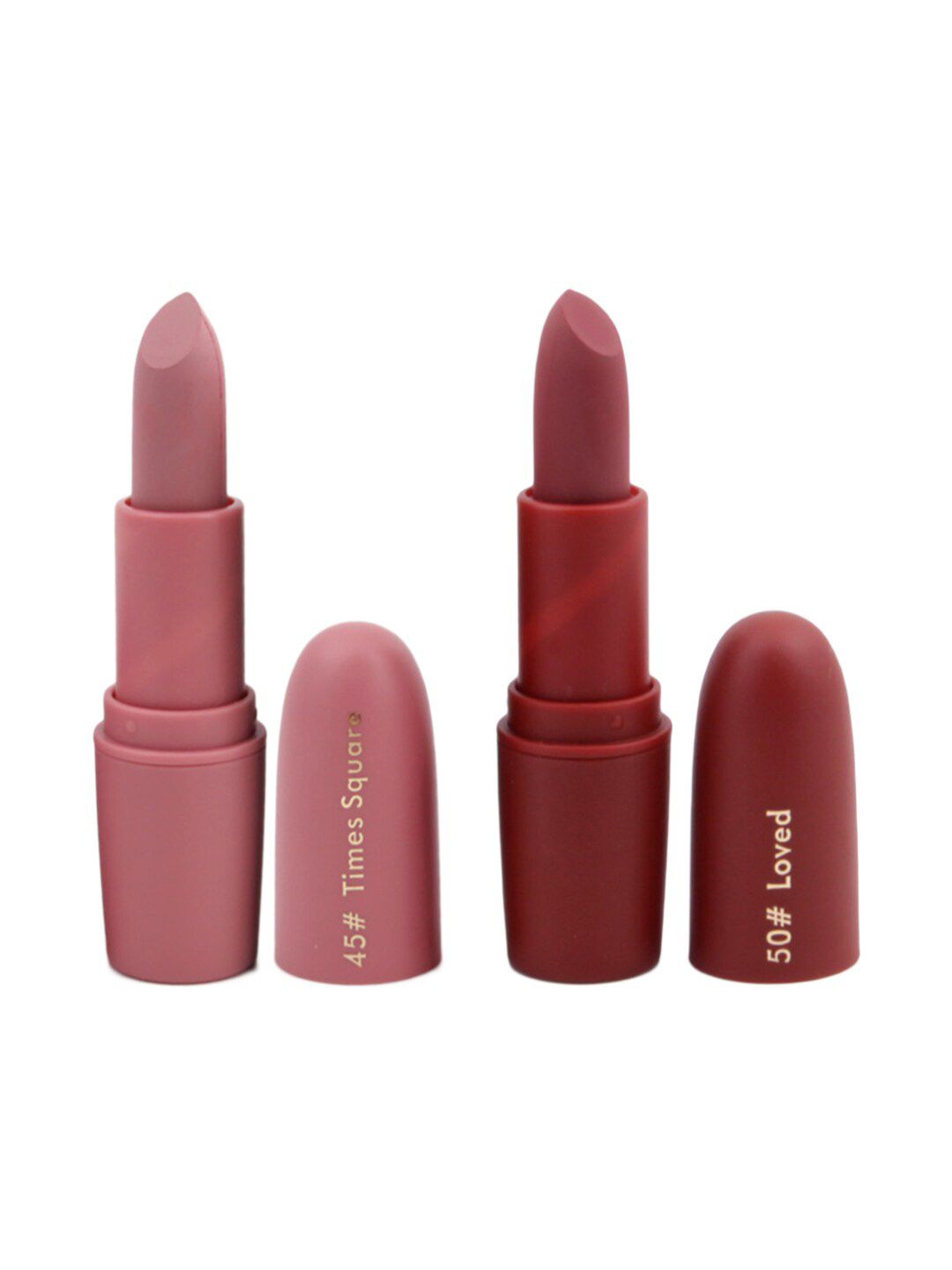 MISS ROSE Set of 2 Matte Creamy Lipsticks - Times Square 45 & Loved 50 Price in India