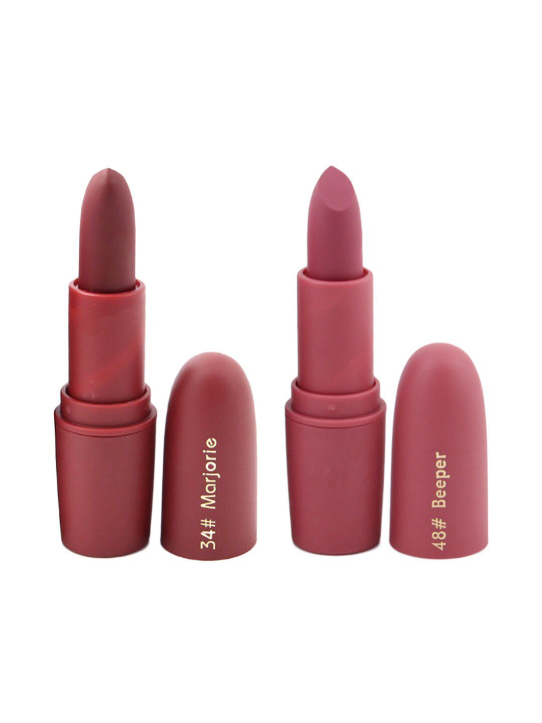 MISS ROSE Set of 2 Matte Creamy Lipsticks - Marjorie 34 & Beeper 48 Price in India