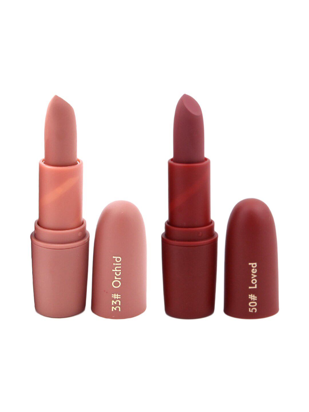 MISS ROSE Set of 2 Matte Creamy Lipsticks - Orchid 33 & Loved 50 Price in India
