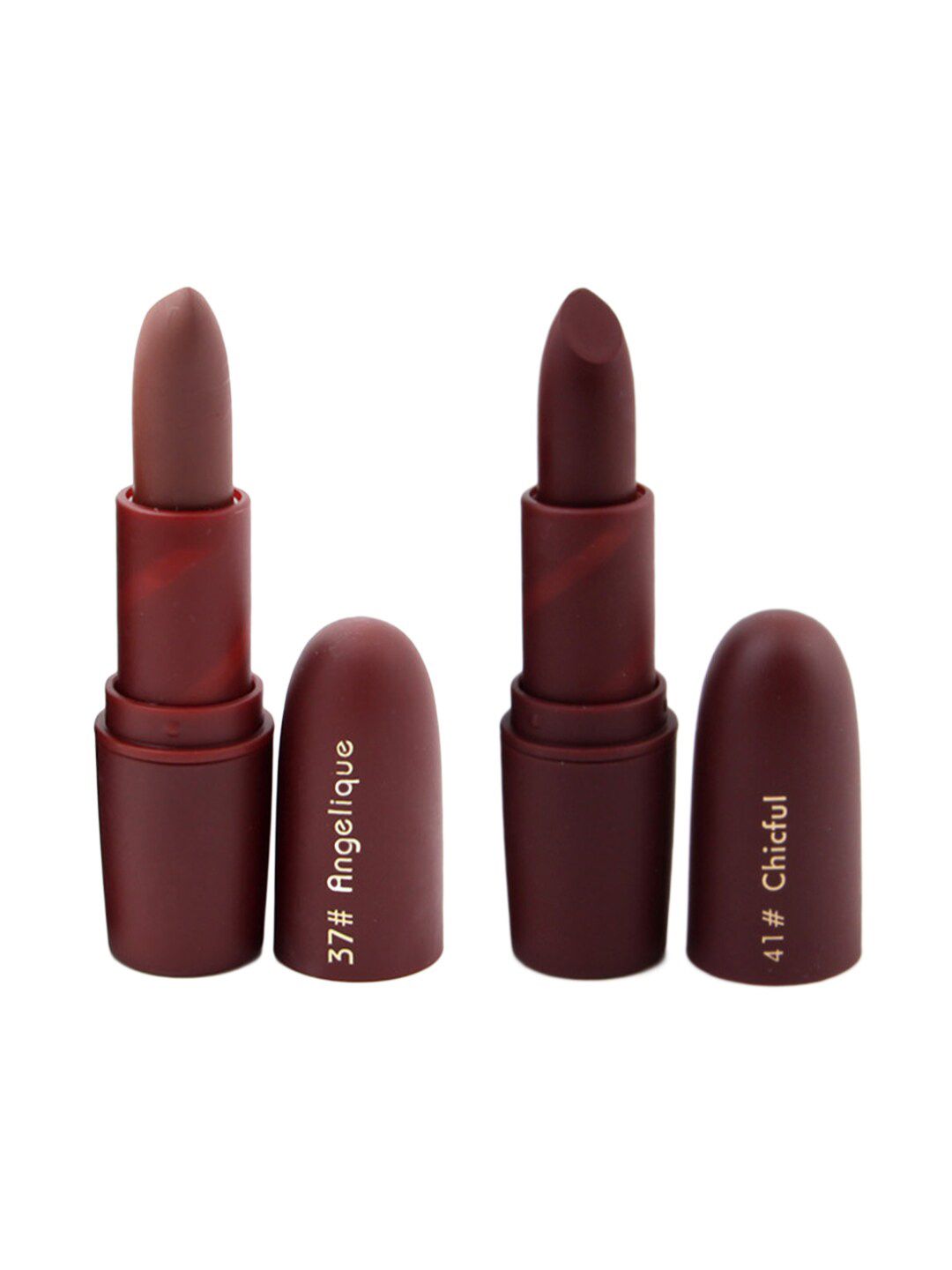 MISS ROSE Set of 2 Matte Creamy Lipsticks - Chicful 41 & Angelique 37 Price in India