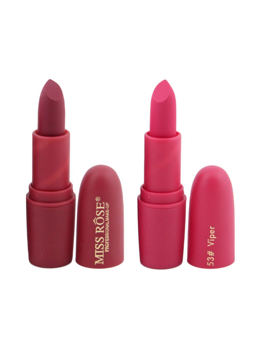 MISS ROSE Set of 2 Matte Creamy Lipsticks - Chii 49 & Viper 53 Price in India
