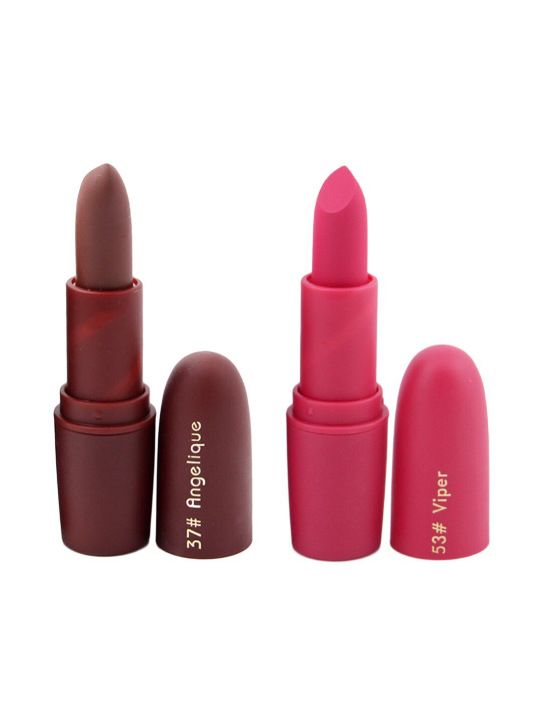 MISS ROSE Set of 2 Matte Creamy Lipsticks - Angelique 37 & Viper 53 Price in India