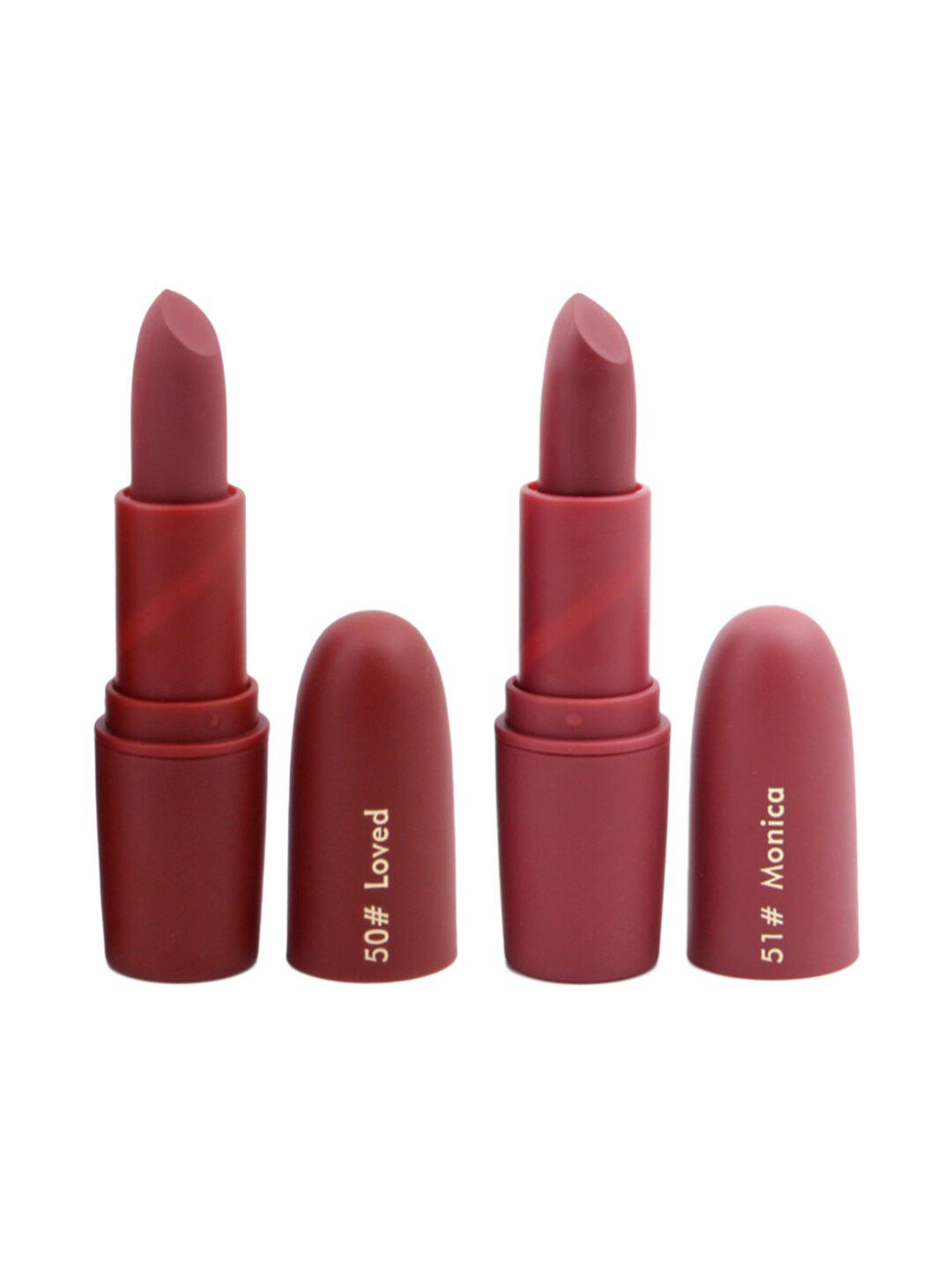 MISS ROSE Set of 2 Matte Creamy Lipsticks - Loved 50 & Monica 51 Price in India