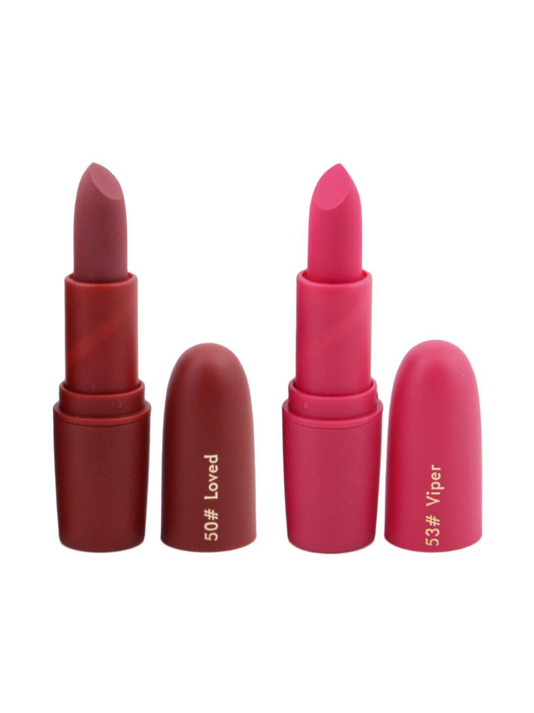 MISS ROSE Set of 2 Matte Creamy Lipsticks - Loved 50 & Viper 53 Price in India