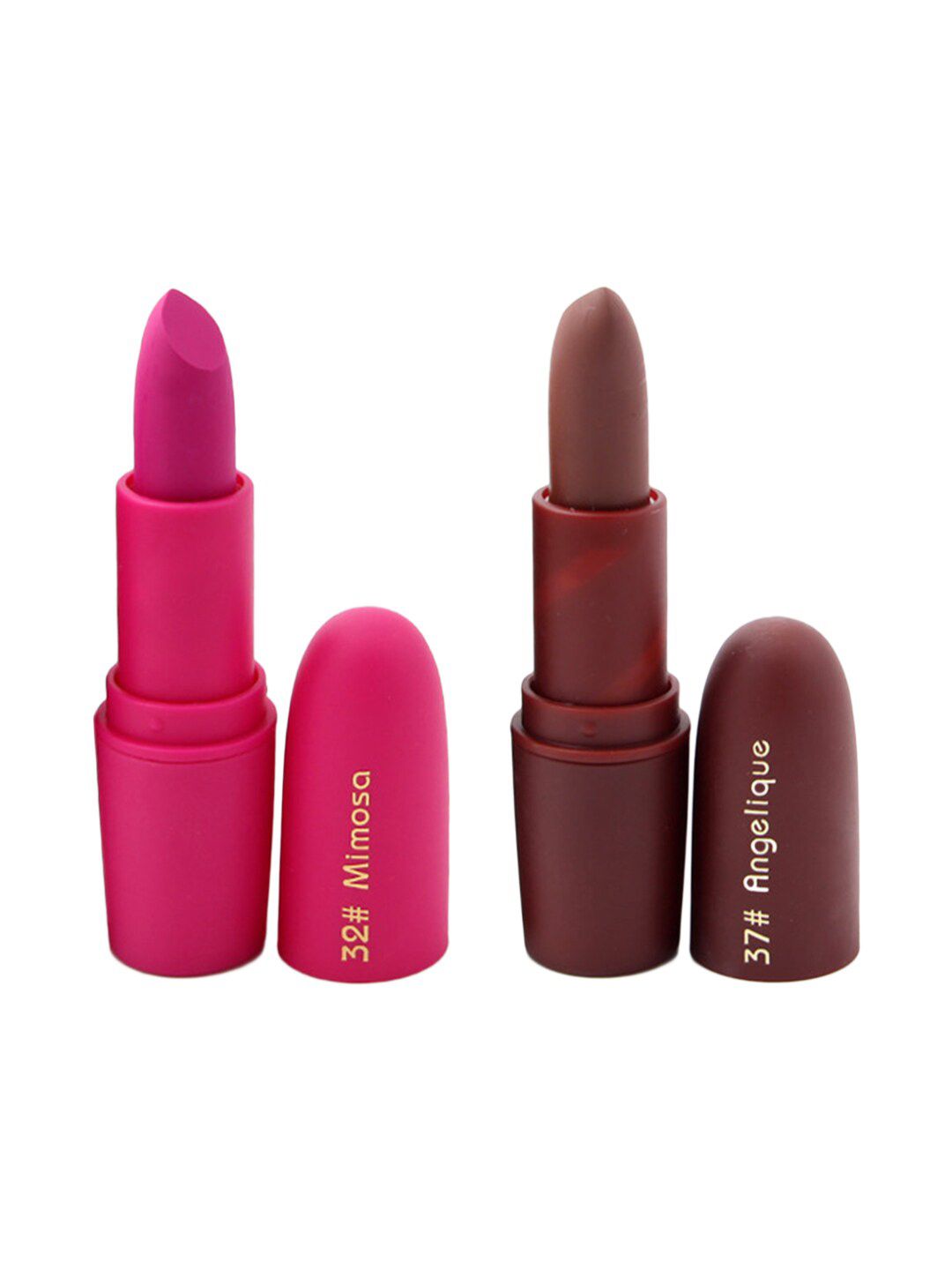 MISS ROSE Set of 2 Matte Creamy Lipsticks - Mimosa 32 & Angelique 37 Price in India