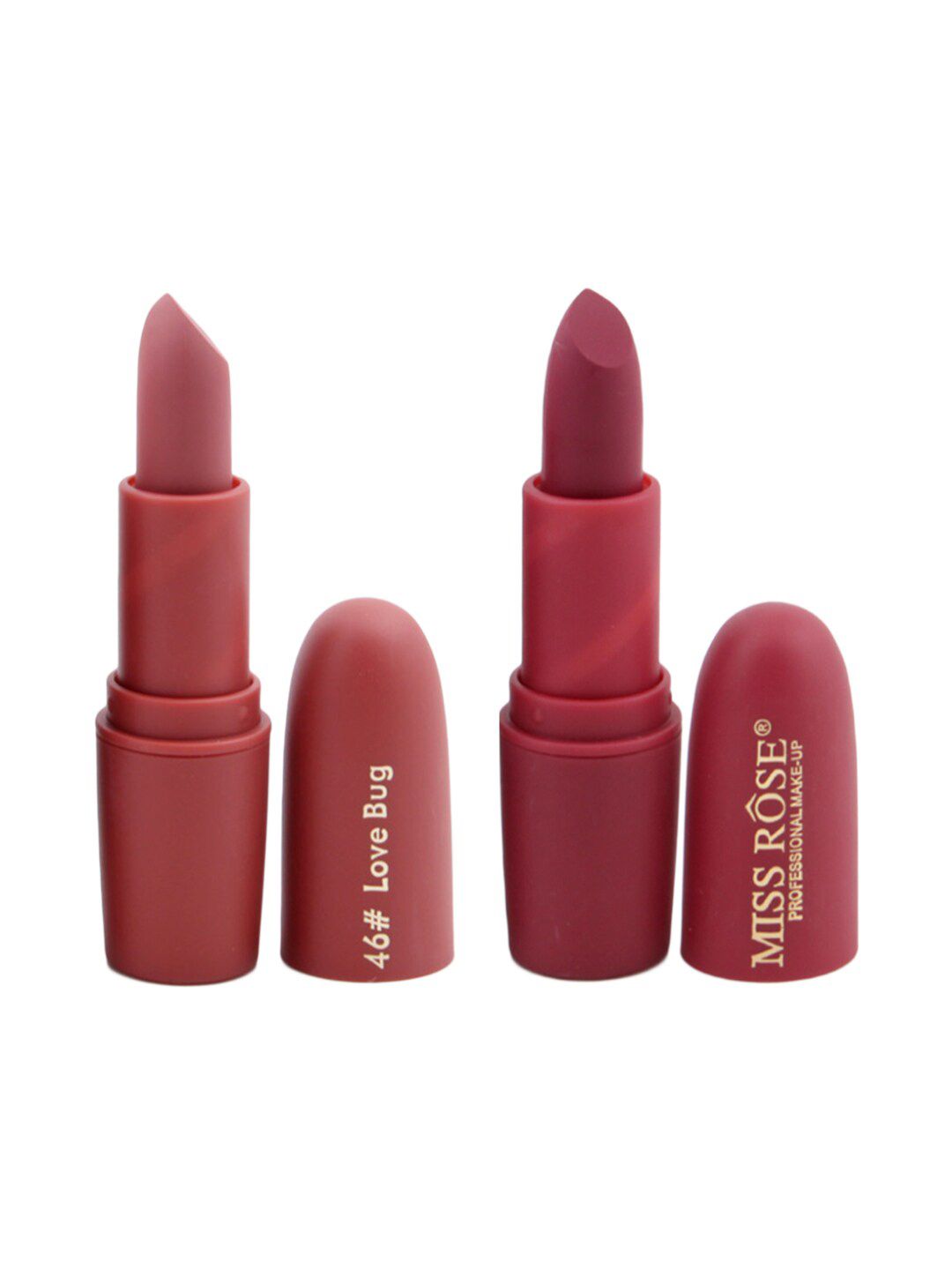 MISS ROSE Set of 2 Matte Creamy Lipsticks - Love Bug 46 & Chii 49 Price in India