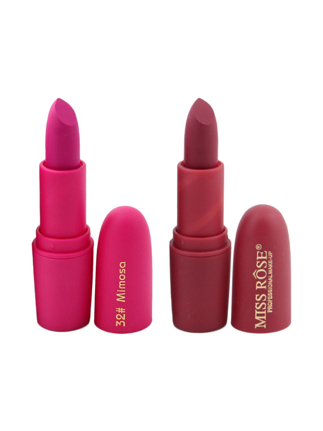 MISS ROSE Set of 2 Matte Creamy Lipsticks - Mimosa 32 & Chii 49 Price in India