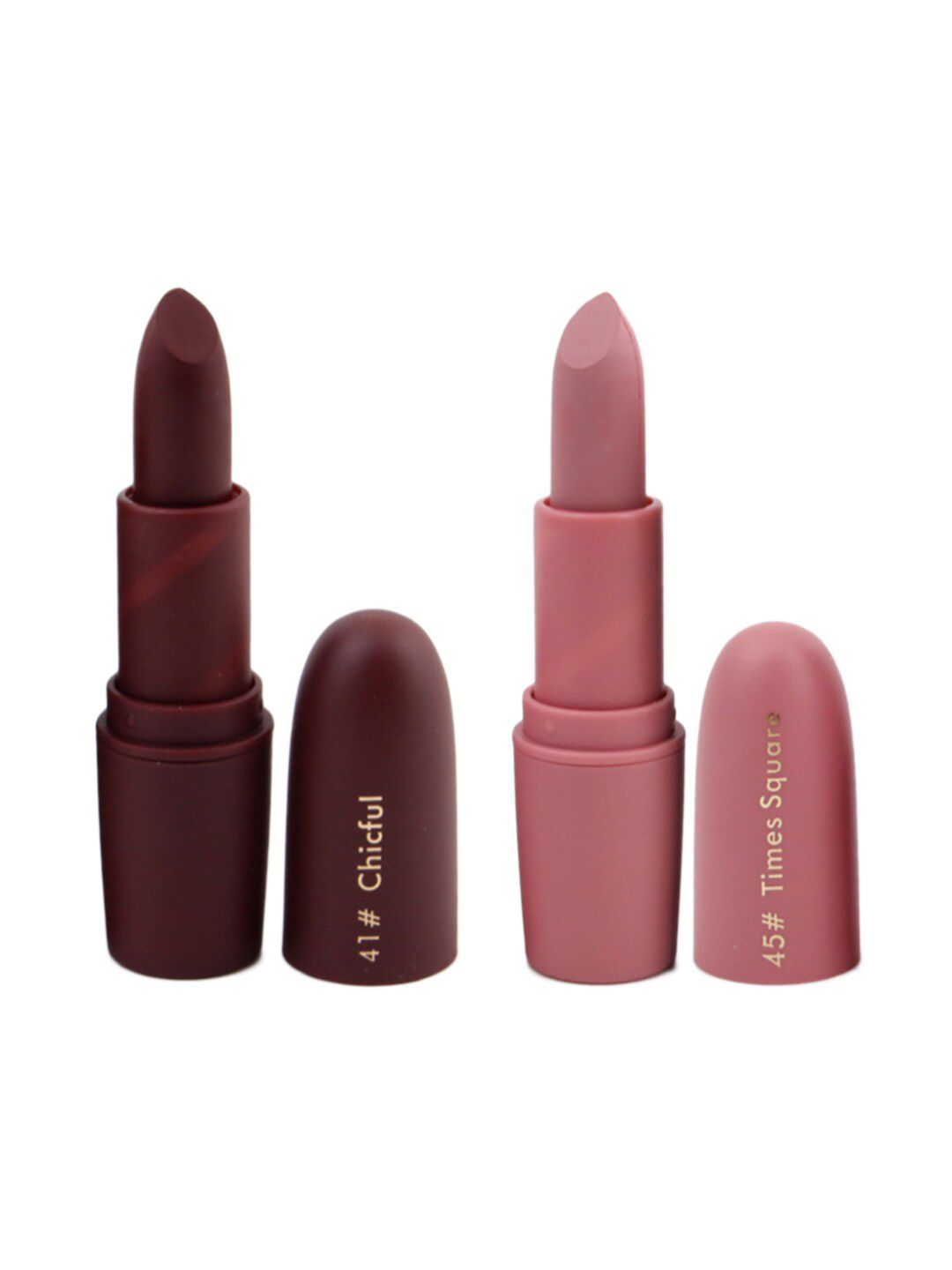 MISS ROSE Set of 2 Matte Creamy Lipsticks - Chicful 41 & Times Square 45 Price in India