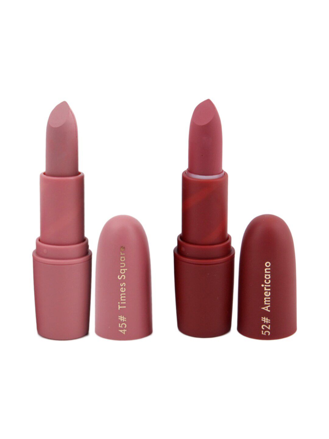 MISS ROSE Set of 2 Matte Creamy Lipsticks - Americano 52 & Times Square 45 Price in India