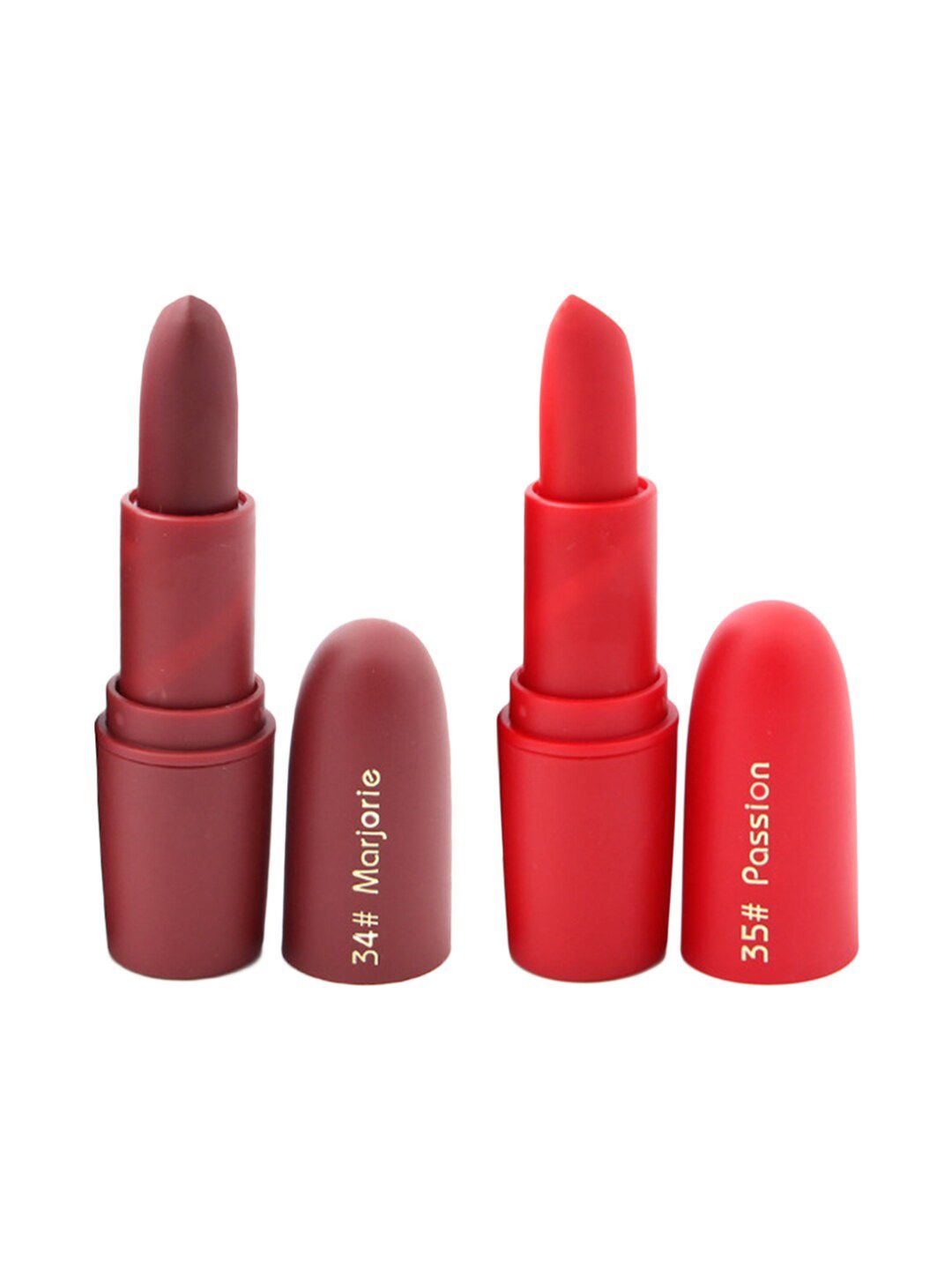 MISS ROSE Professional Make-Up Set of 2 Matte Creamy Lipsticks - Marjorie 34 & Passion 35 Price in India