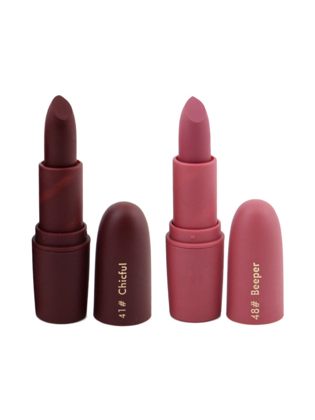 MISS ROSE Professional Make-Up Set of 2 Matte Creamy Lipsticks - Chicful 41 & Beeper 48 Price in India