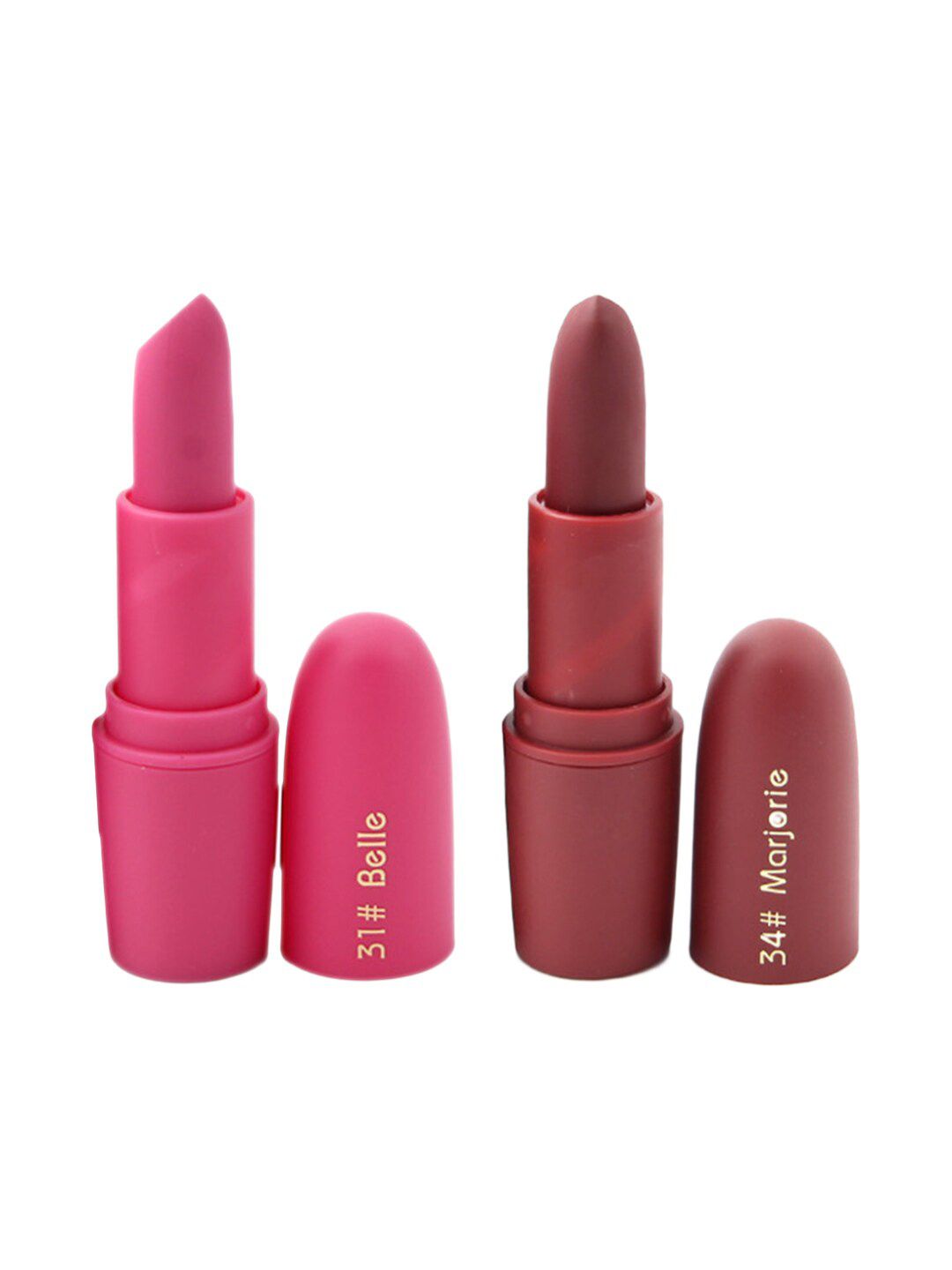 MISS ROSE Professional Make-Up Set of 2 Matte Creamy Lipsticks - Belle 31 & Marjorie 34 Price in India