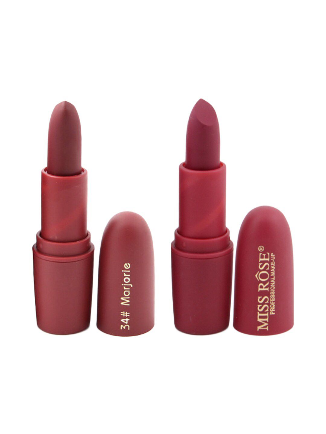 MISS ROSE Professional Make-Up Set of 2 Matte Creamy Lipsticks - Marjorie 34 & Chii 49 Price in India
