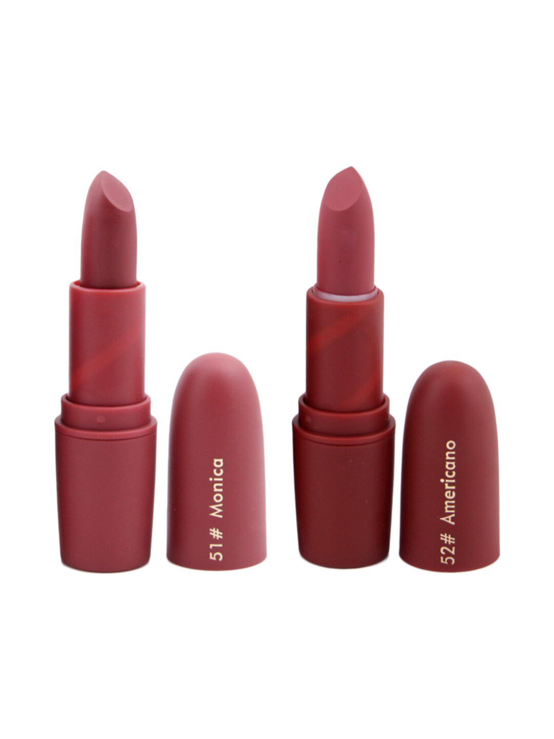 MISS ROSE Professional Make-Up Set of 2 Matte Creamy Lipsticks - Monica 51 & Americano 52 Price in India