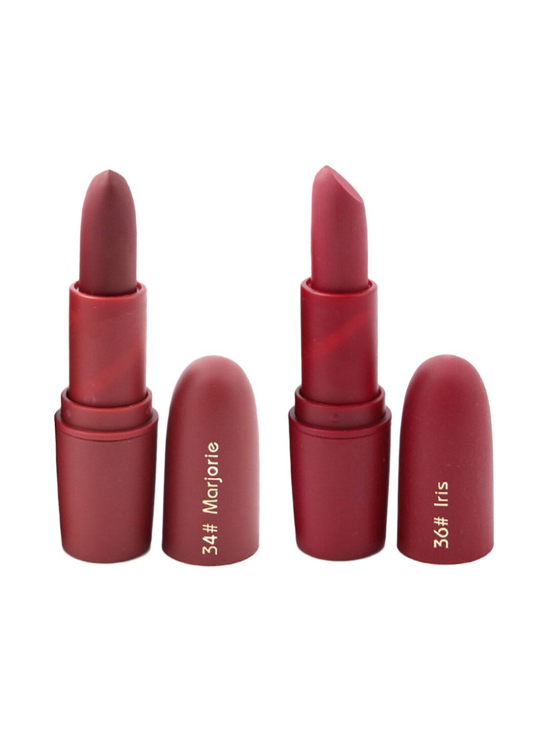 MISS ROSE Professional Make-Up Set of 2 Matte Creamy Lipsticks - Marjorie 34 & Iris 36 Price in India