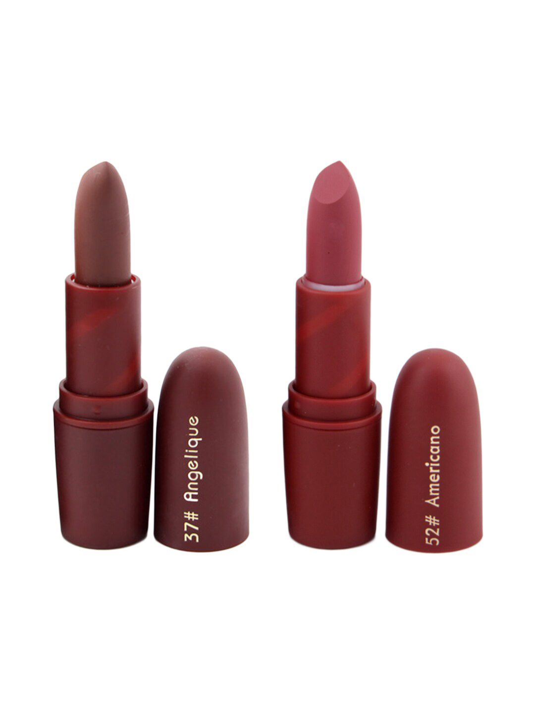 MISS ROSE Professional Make-Up Set of 2 Matte Creamy Lipsticks-Angelique 37 & Americano 52 Price in India
