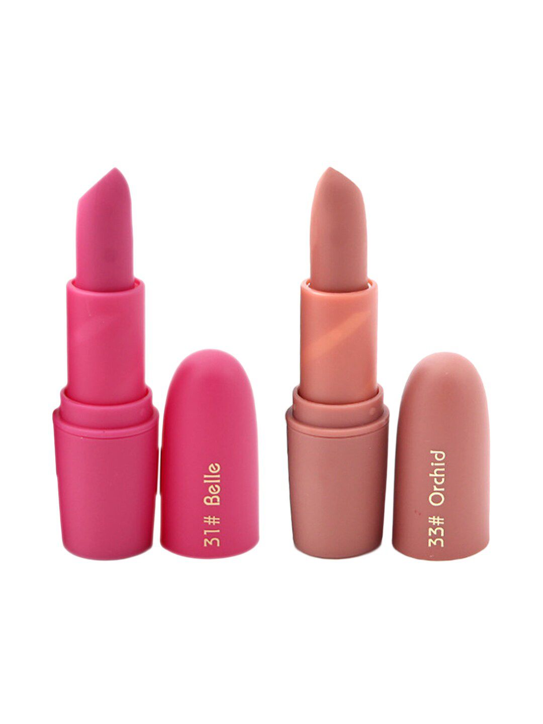 MISS ROSE Professional Make-Up Set of 2 Matte Creamy Lipsticks - Belle 31 & Orchid 33 Price in India