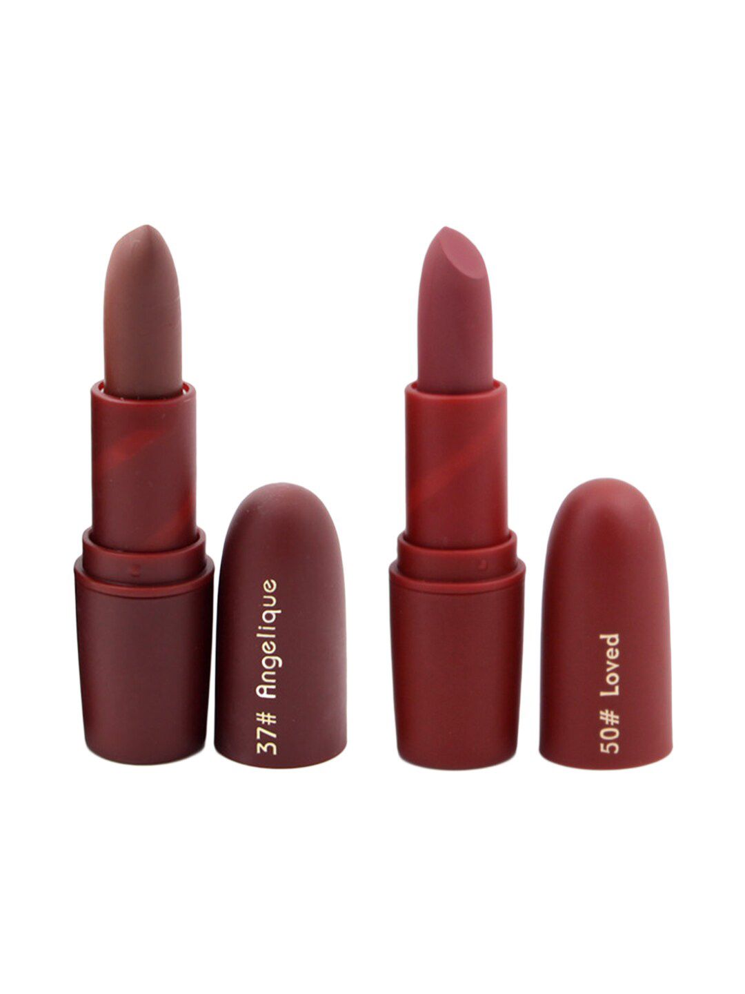 MISS ROSE Professional Make-Up Set of 2 Matte Creamy Lipsticks - Angelique 37 & Loved 50 Price in India