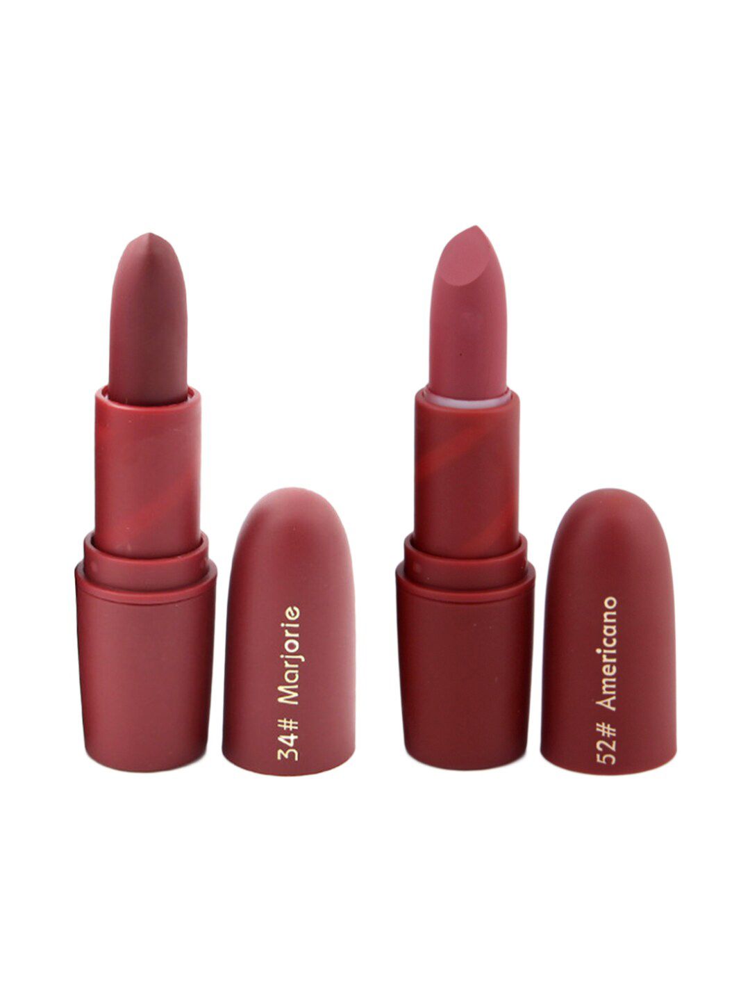 MISS ROSE Professional Make-Up Set of 2 Matte Creamy Lipsticks-Marjorie 34 & Americano 52 Price in India