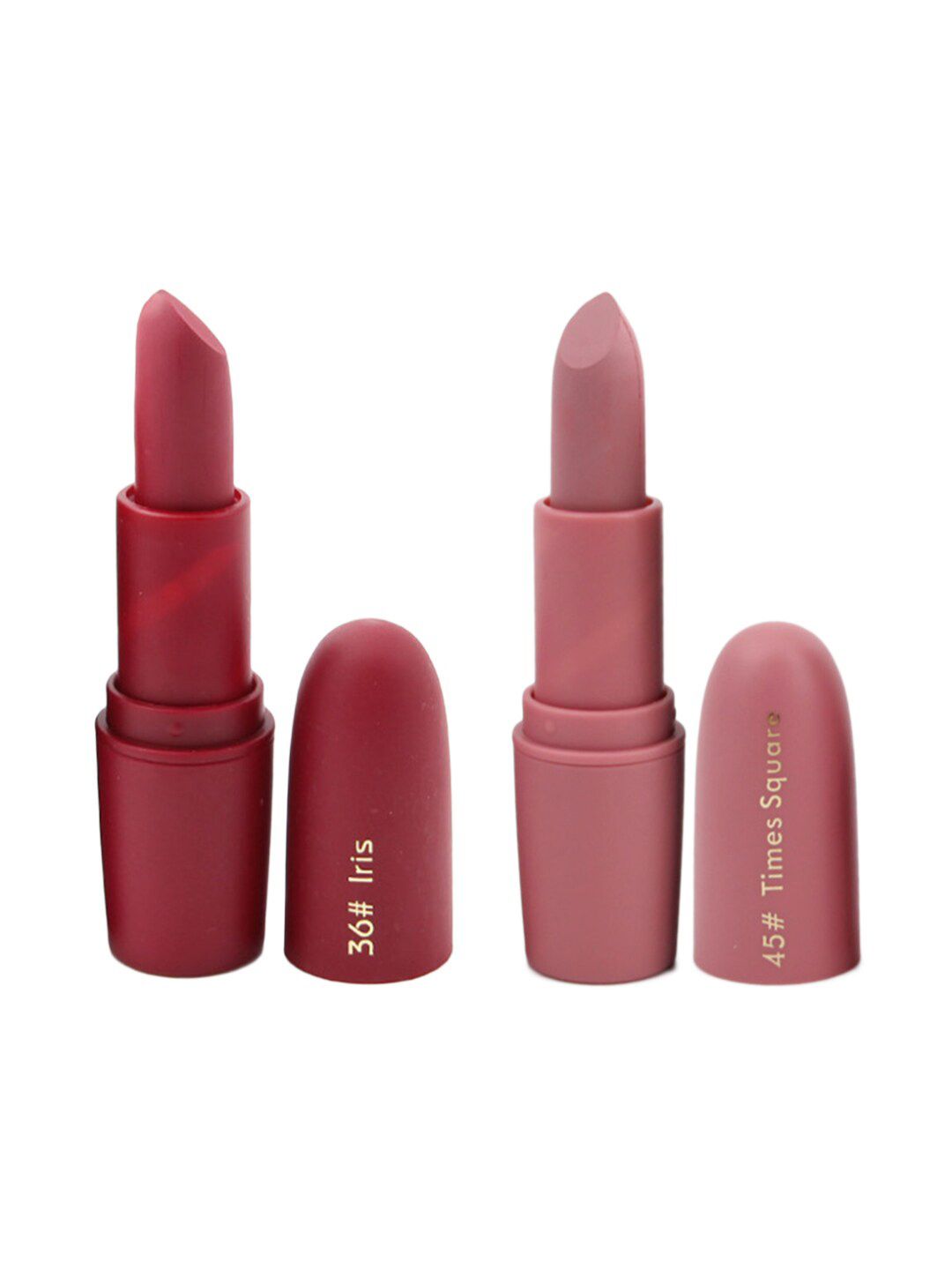 MISS ROSE Professional Make-Up Set of 2 Matte Creamy Lipsticks - Iris 36 & Times Square 45 Price in India