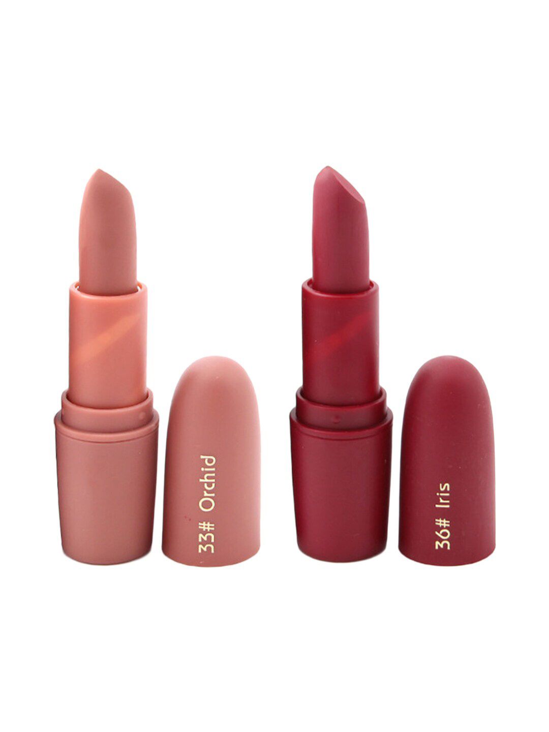 MISS ROSE Professional Make-Up Set of 2 Matte Creamy Lipsticks - Orchid 33 & Iris 36 Price in India