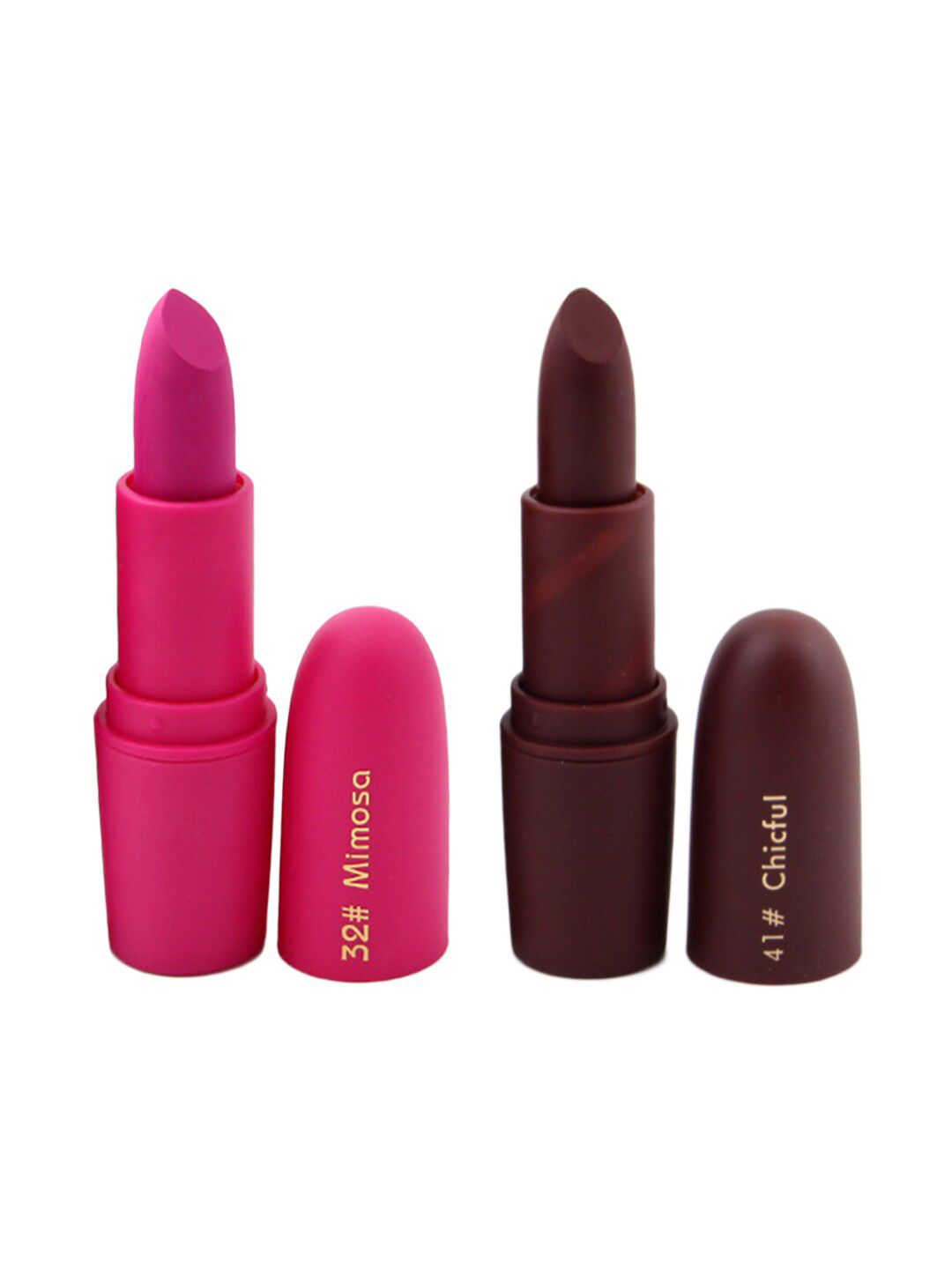 MISS ROSE Professional Make-Up Set of 2 Matte Creamy Lipsticks - Mimosa 32 & Chicful 41 Price in India