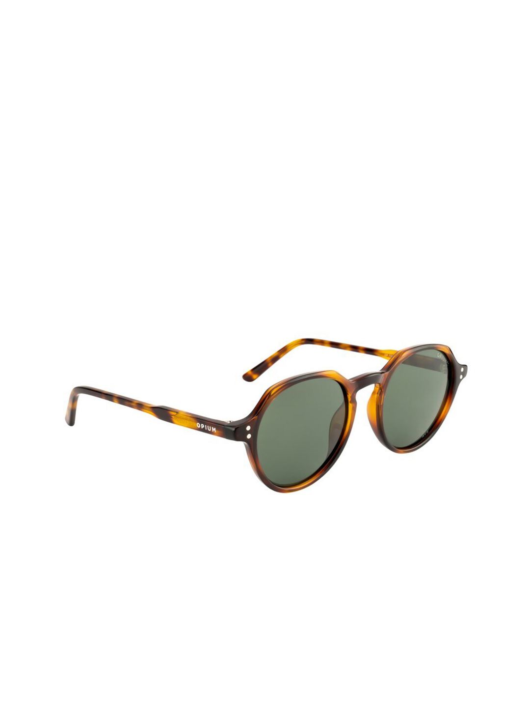 OPIUM Unisex Green Lens & Brown Round Sunglasses Polarised UV Protected Lens OP-1909-C02 Price in India