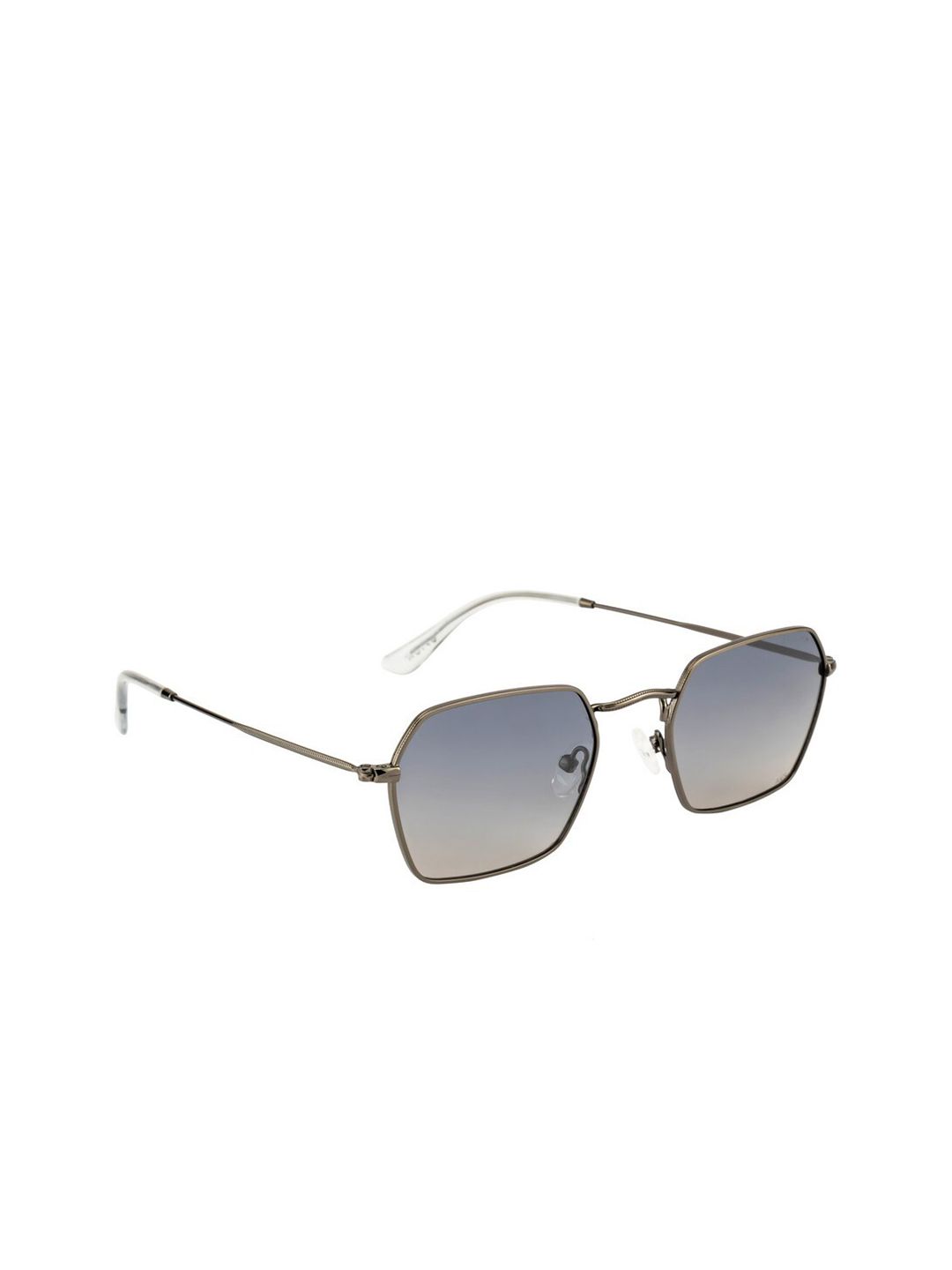 OPIUM Unisex Grey Lens & Gunmetal-Toned Rectangle Sunglasses with Polarised and UV Protected Lens Price in India